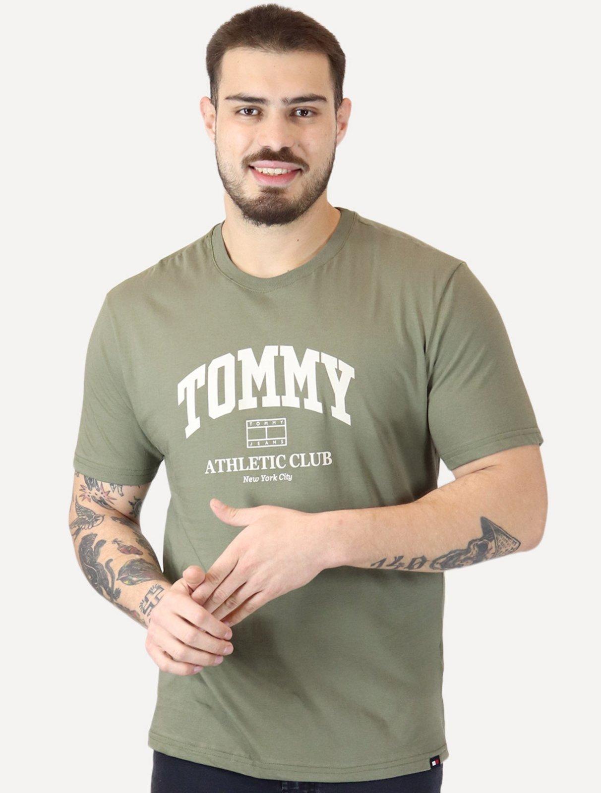 Camiseta Tommy Jeans Masculina Regular Athletic Club Verde Militar