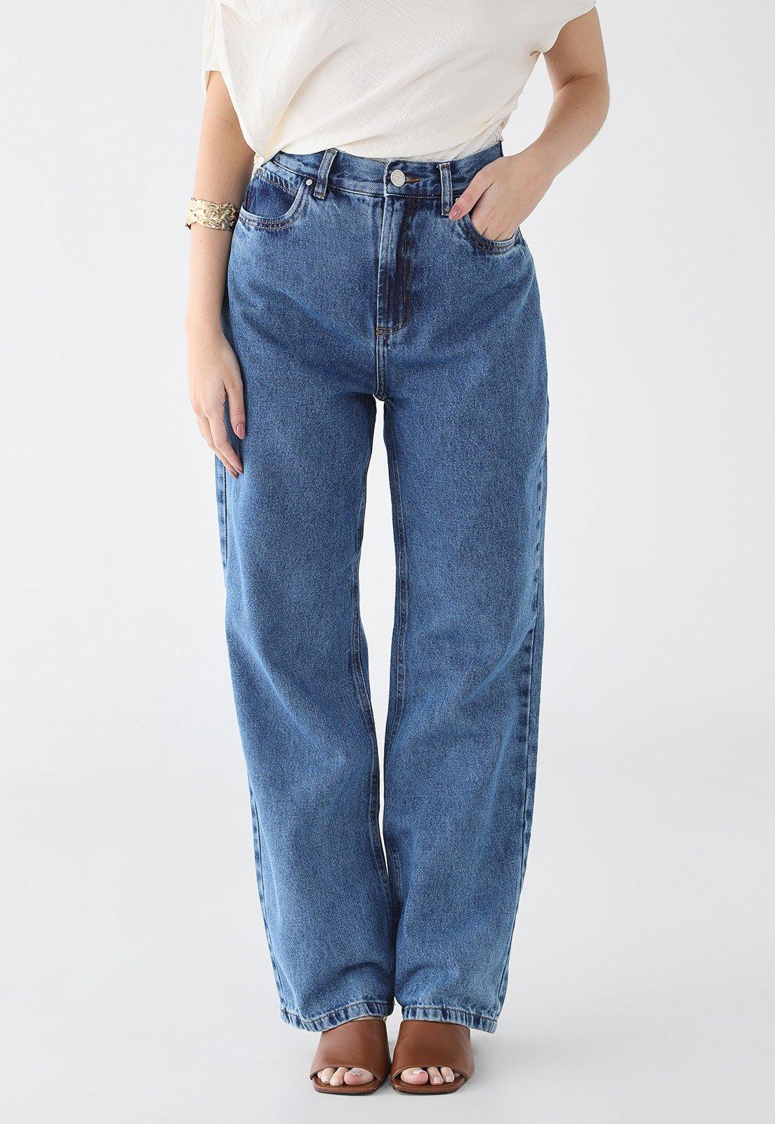 Calça Jeans Feminina Colcci Reta Cintura Alta Azul