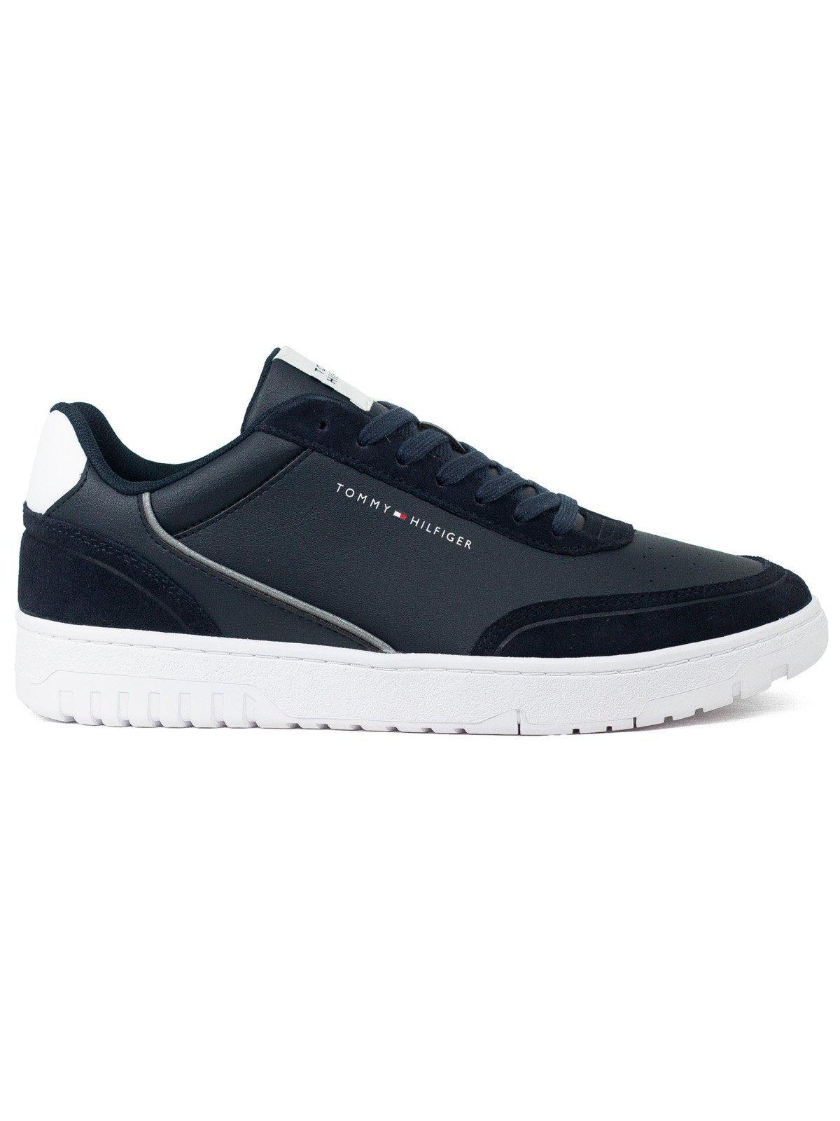 Tênis Masculino Tommy Hilfiger Basket Core Suede Mix Casual Couro Confortável Azul Desert Sky