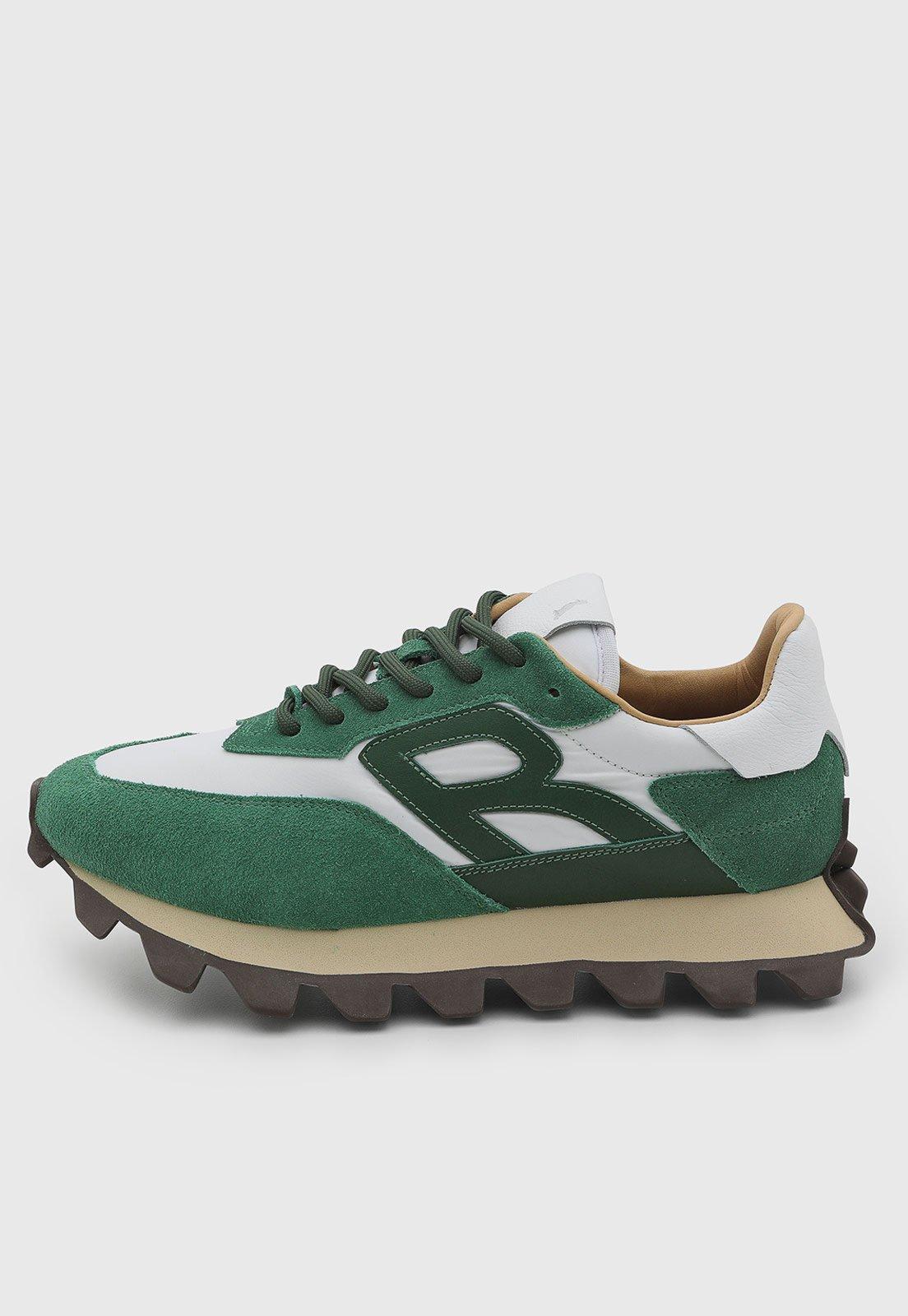 Tênis Masculino Reserva Logo Couro Verde