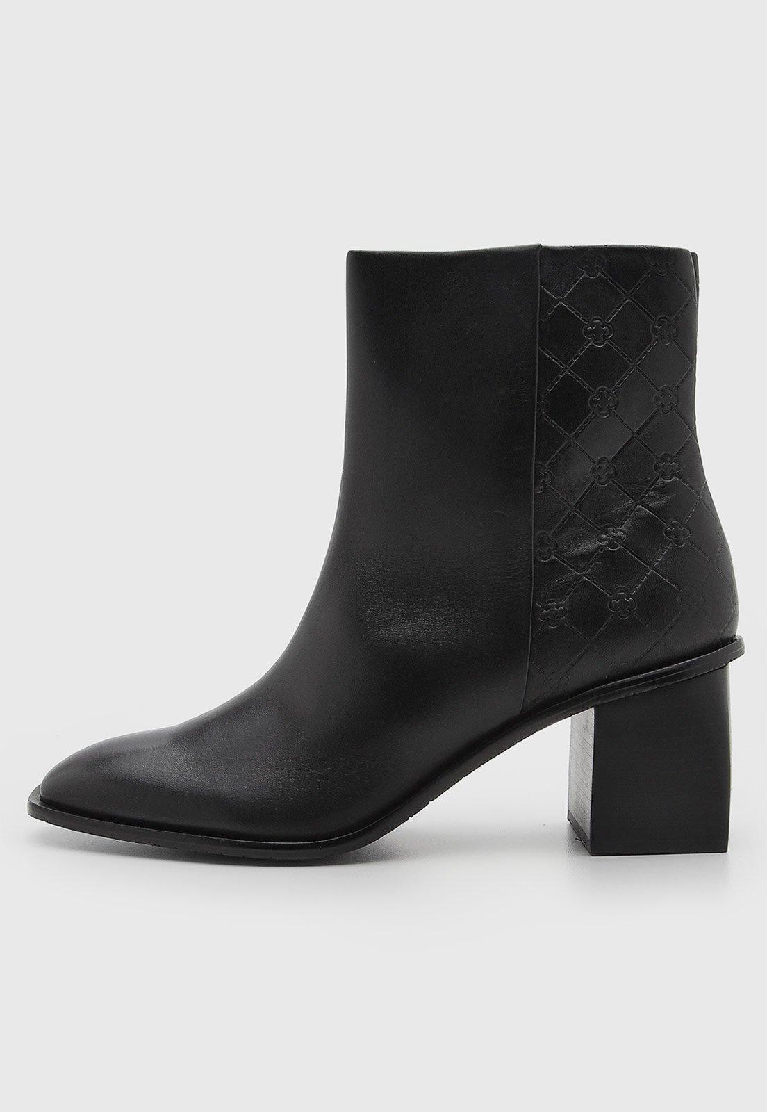 Bota Feminina Capodarte Cano Curto Couro Preto