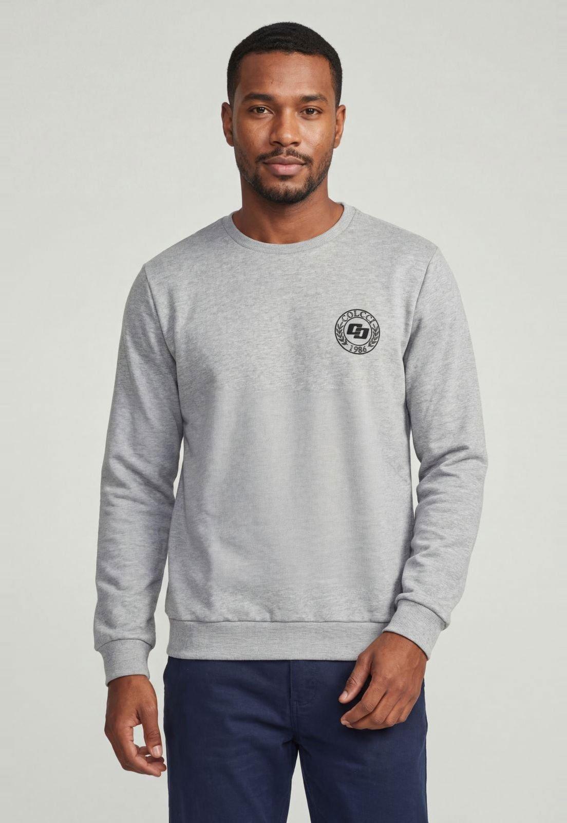 Blusa de Moletom Masculina Colcci Estampa Frontal Cinza