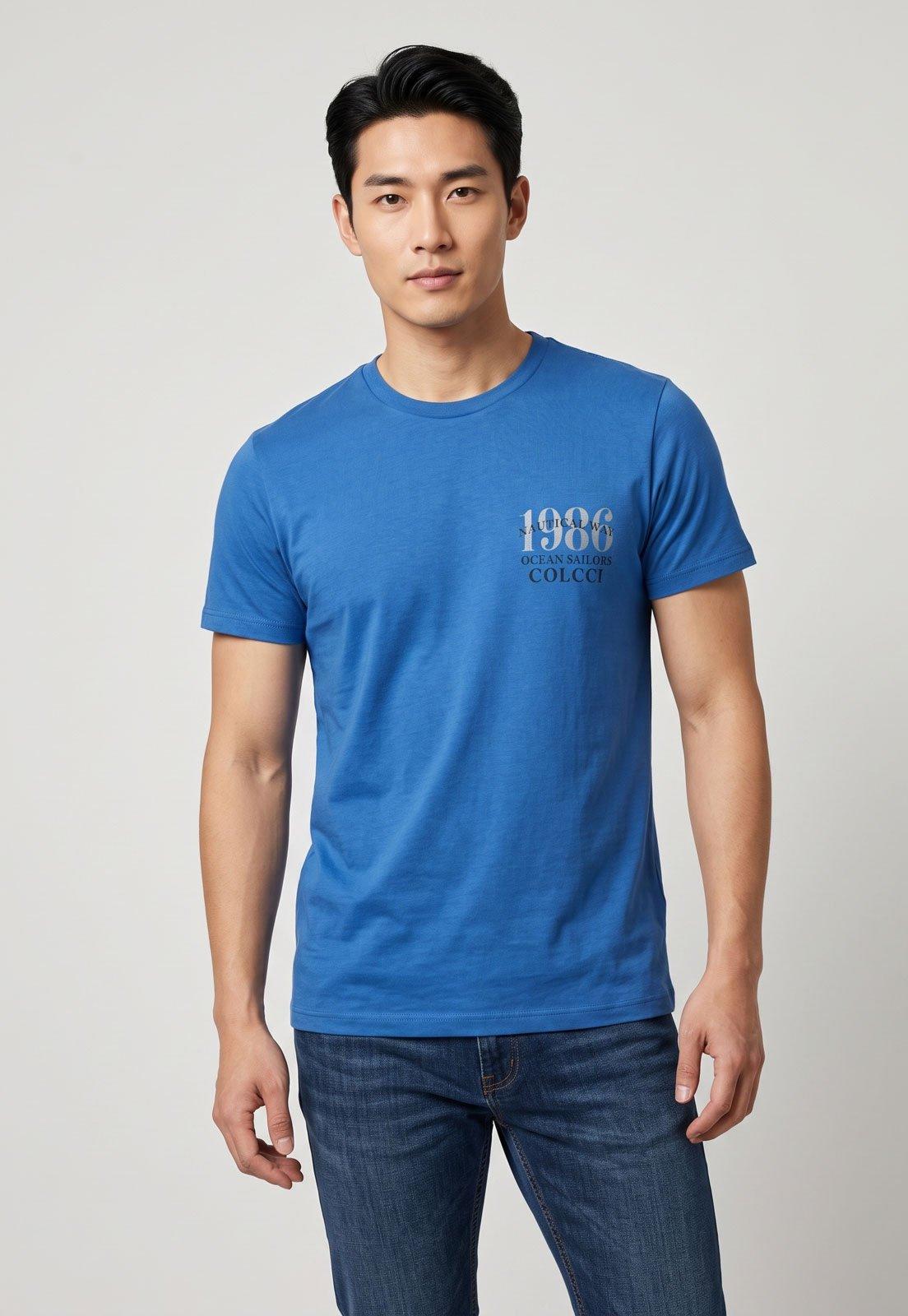 Camiseta Masculina Colcci Estampa Ocean Sailors Azul