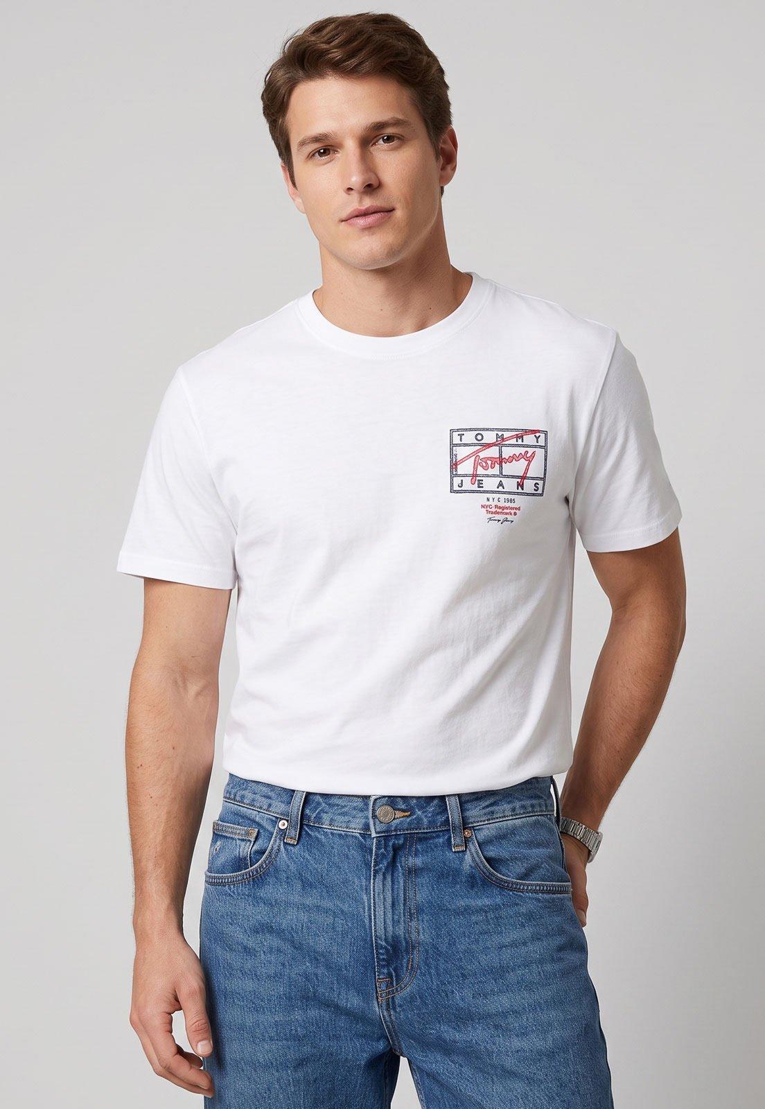 Camiseta Masculina Tommy Jeans Sign Spray Branca