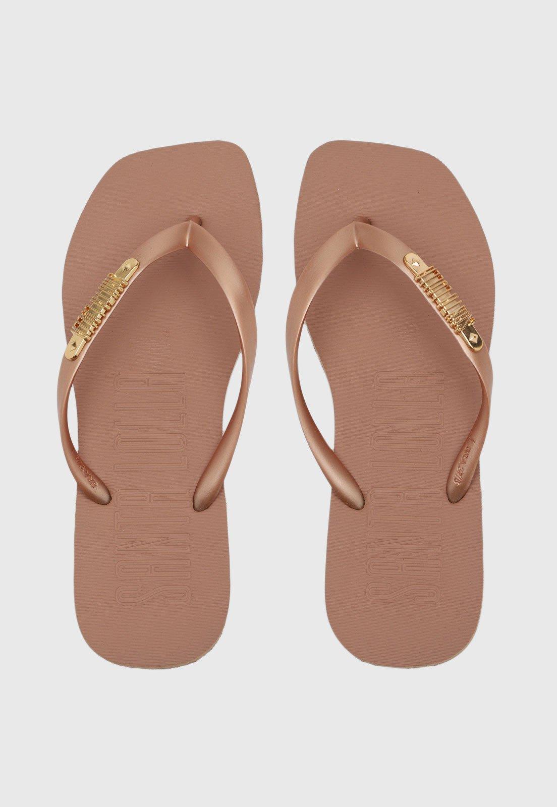 Chinelo Feminino Santa Lolla Detalhe Metalizado Rosê