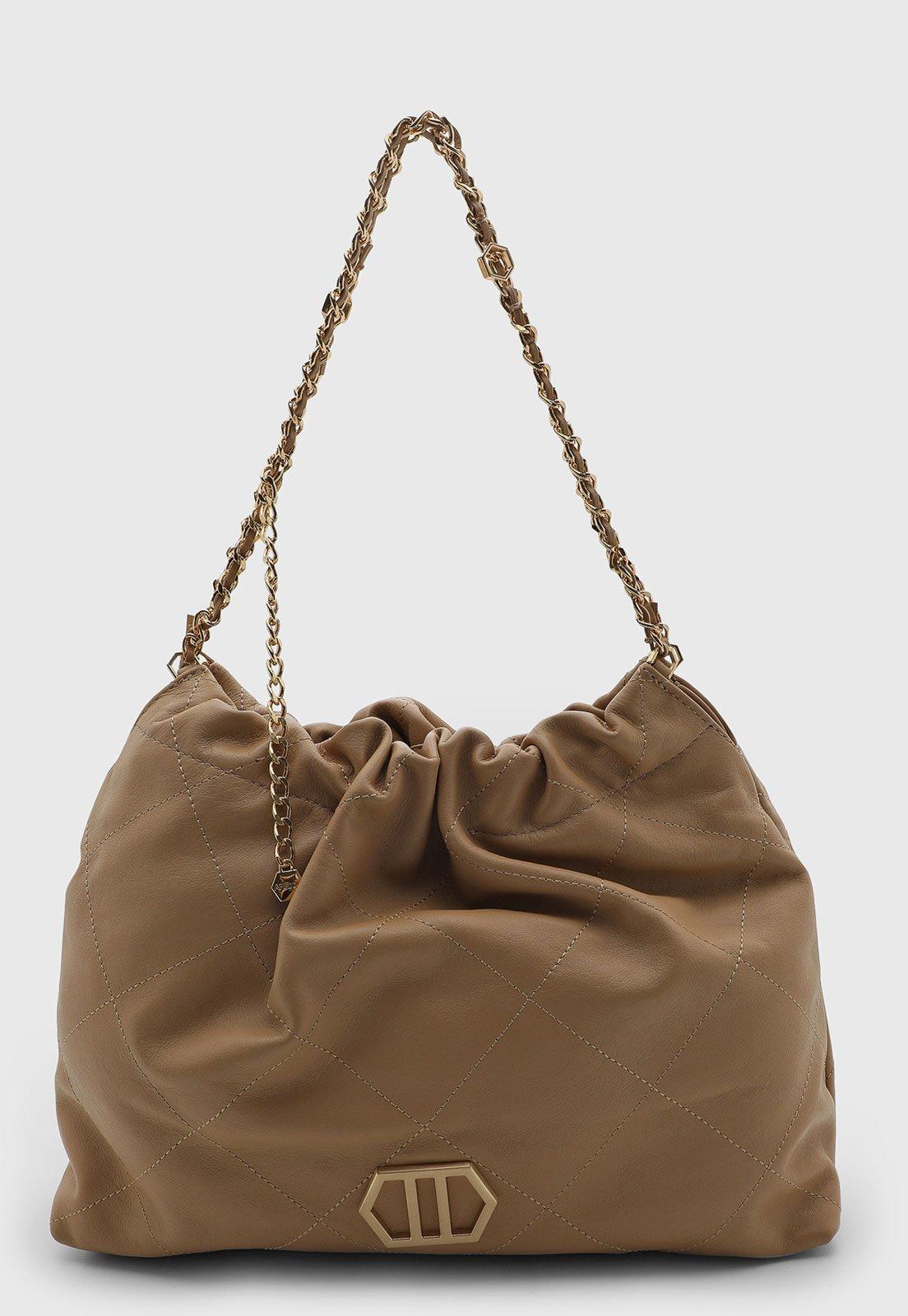 Bolsa Feminina Arezzo Grande Couro Bege