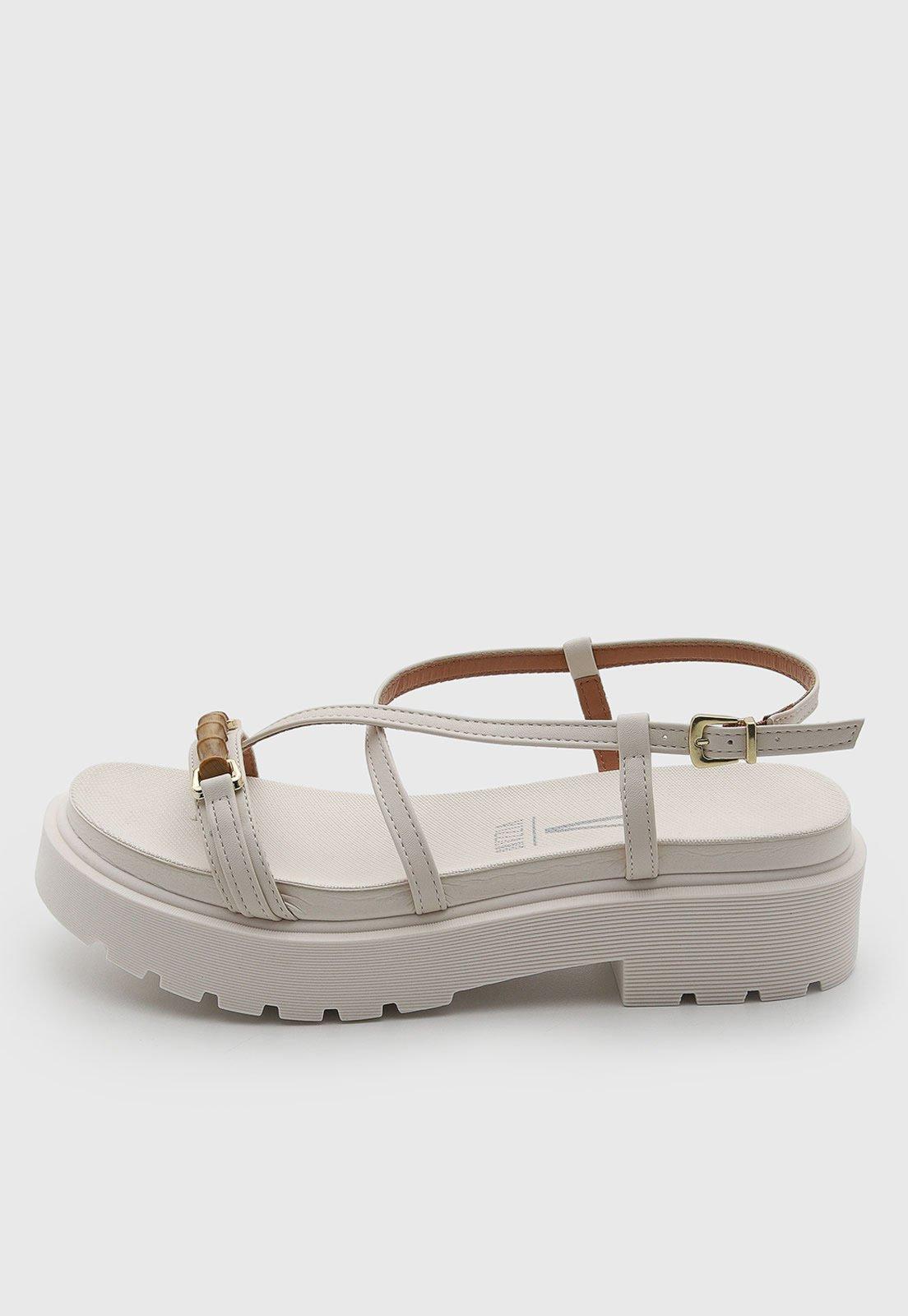 Sandália Feminina Vizzano Salto Médio Off-White