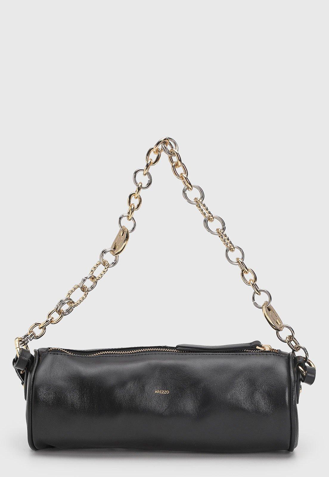 Bolsa Feminina Arezzo Couro Alça Corrente Preta