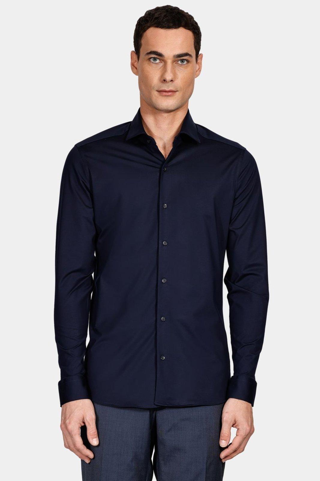 Camisa Aramis Manga Longa Slim Cetim Fio 120/2 Marinho