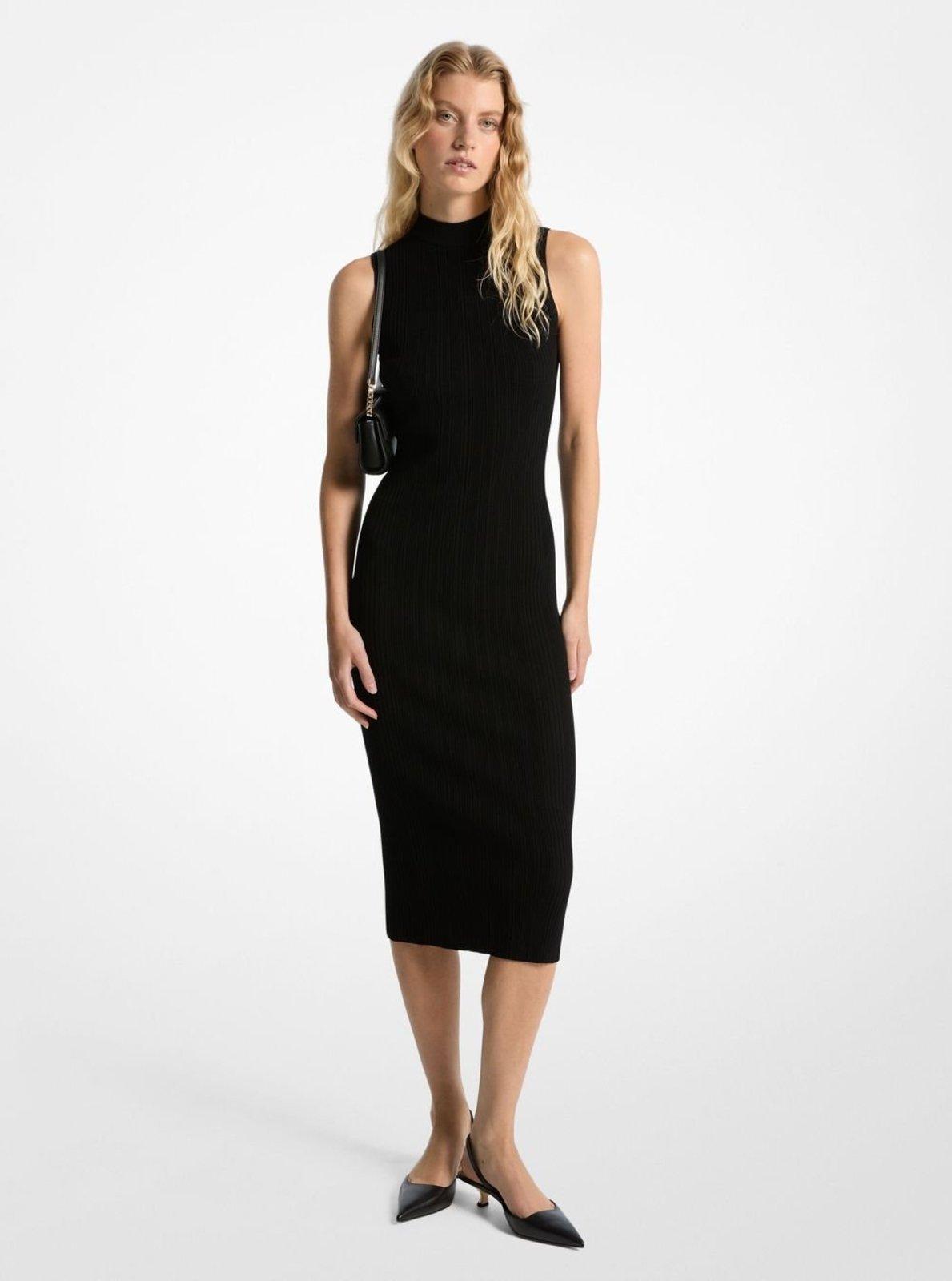 Vestido Midi De Gola Alta Canelado Mr582un33d001