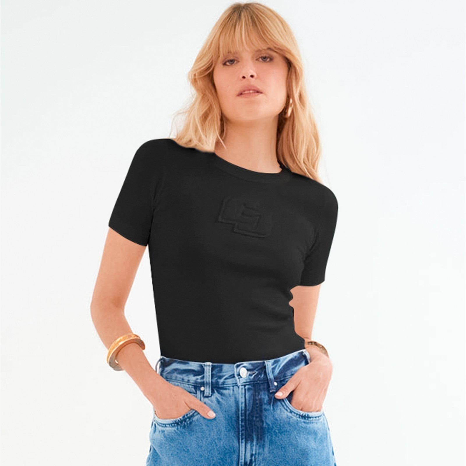 Camiseta Colcci Iconic Relevo Pr26 Preto Feminino