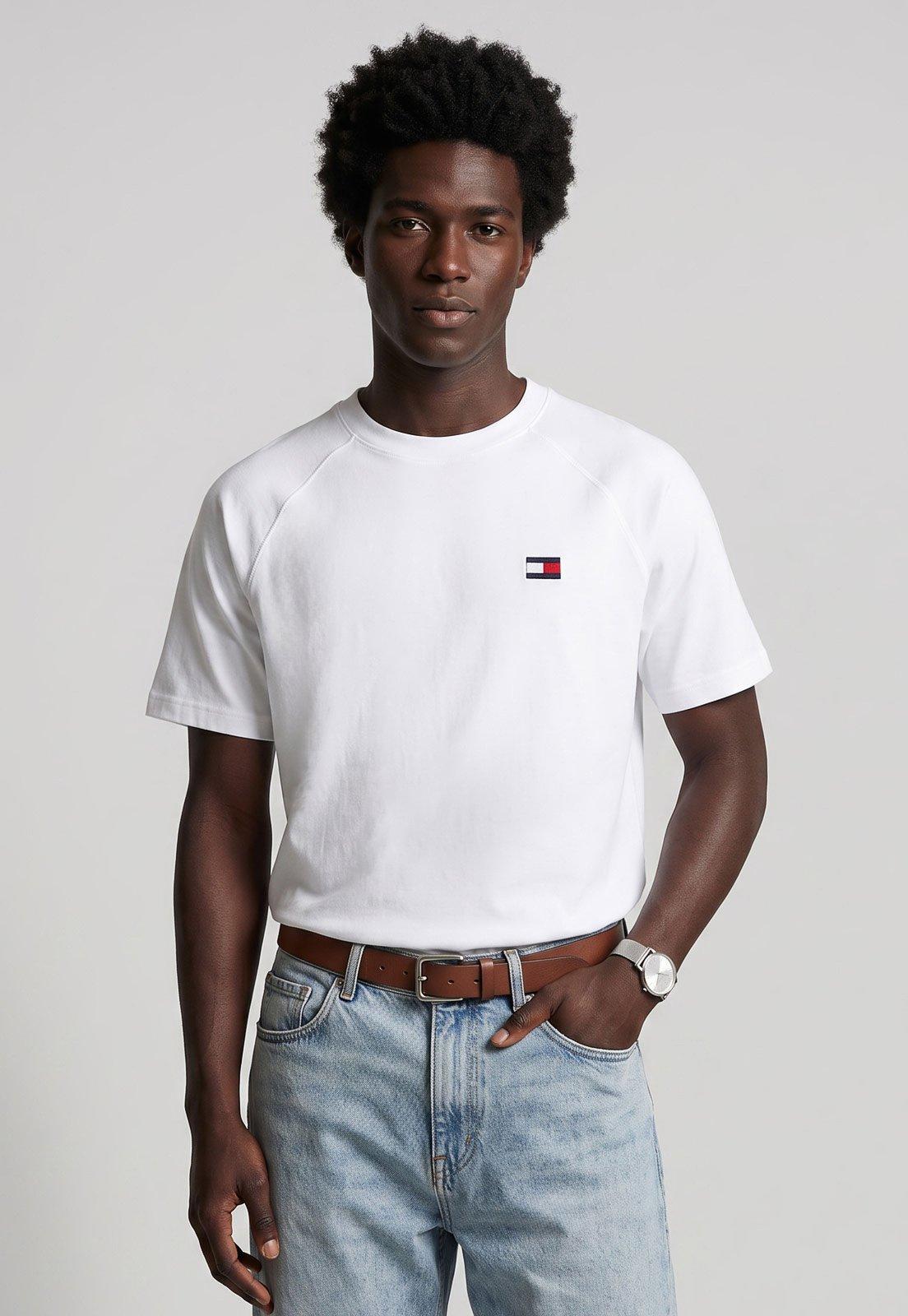 Camiseta Masculina Tommy Hilfiger Manga Curta Branca