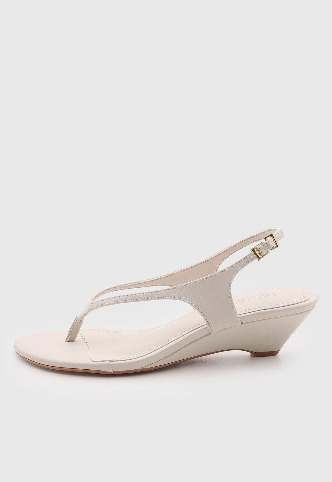 Sandália Feminina Santa Lolla Salto Baixo Sintético Off-white