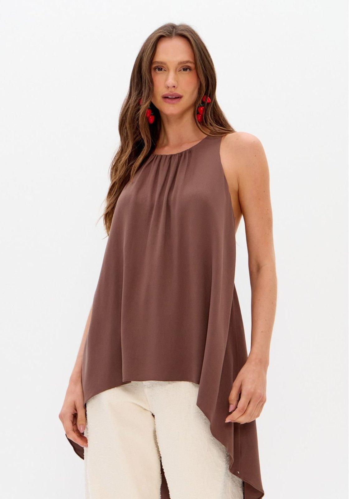 Blusa Alongada Com Aviamento Costas Lança Perfume