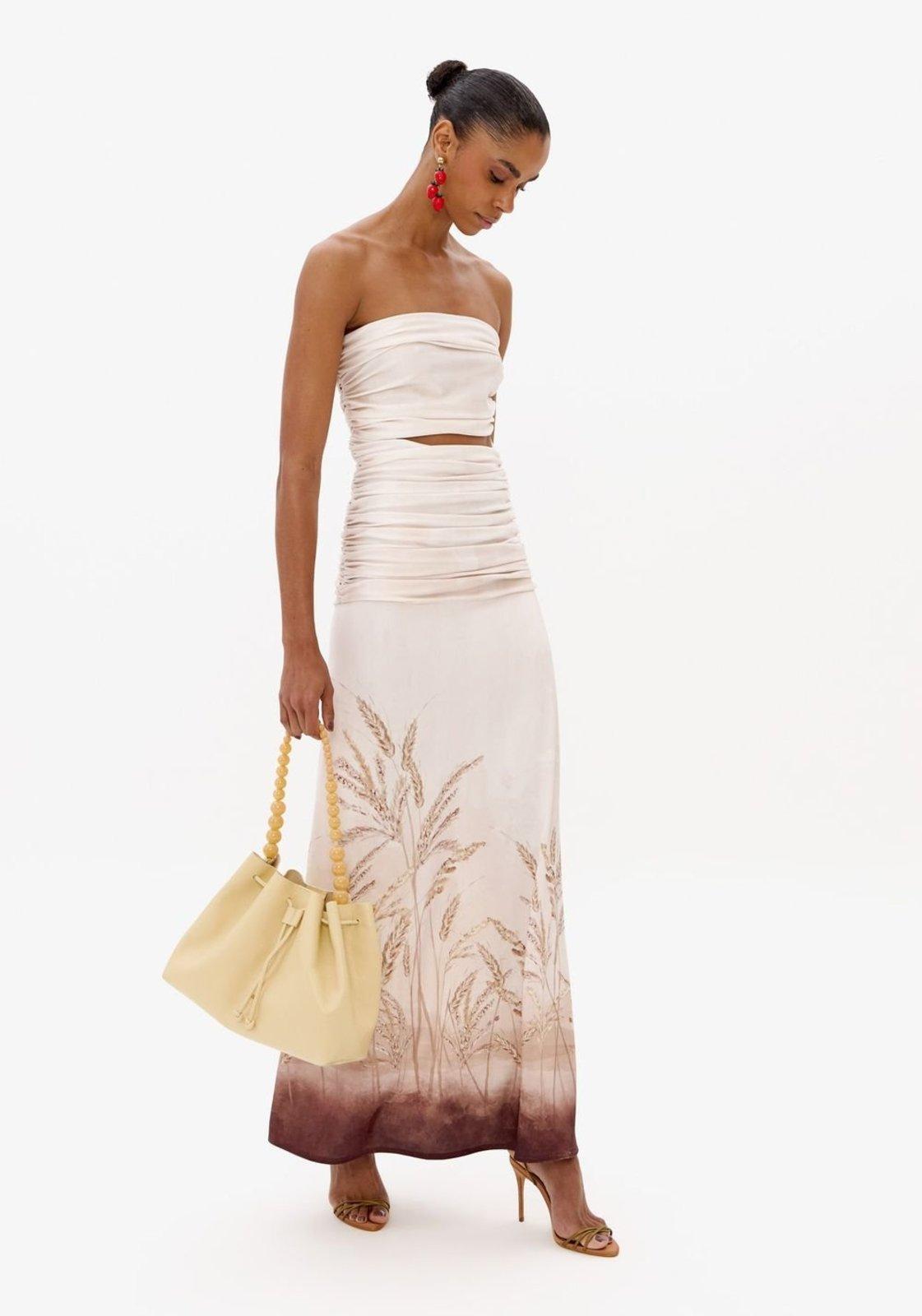 Vestido Sem Alças Longo Com Estampa Lança Perfume
