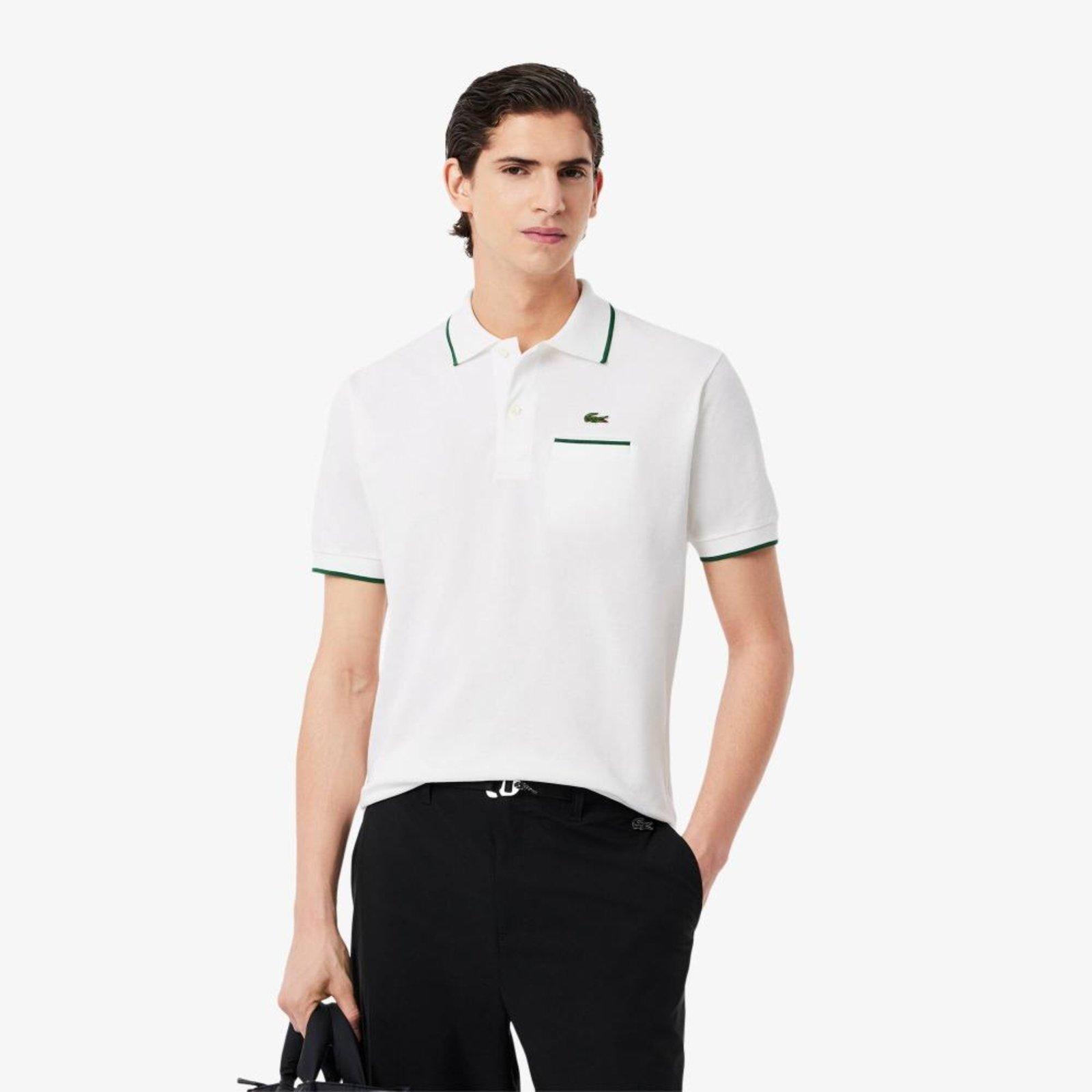 Camisa Polo Lacoste Pocket Accent L.12.12, ajuste clássico Branco