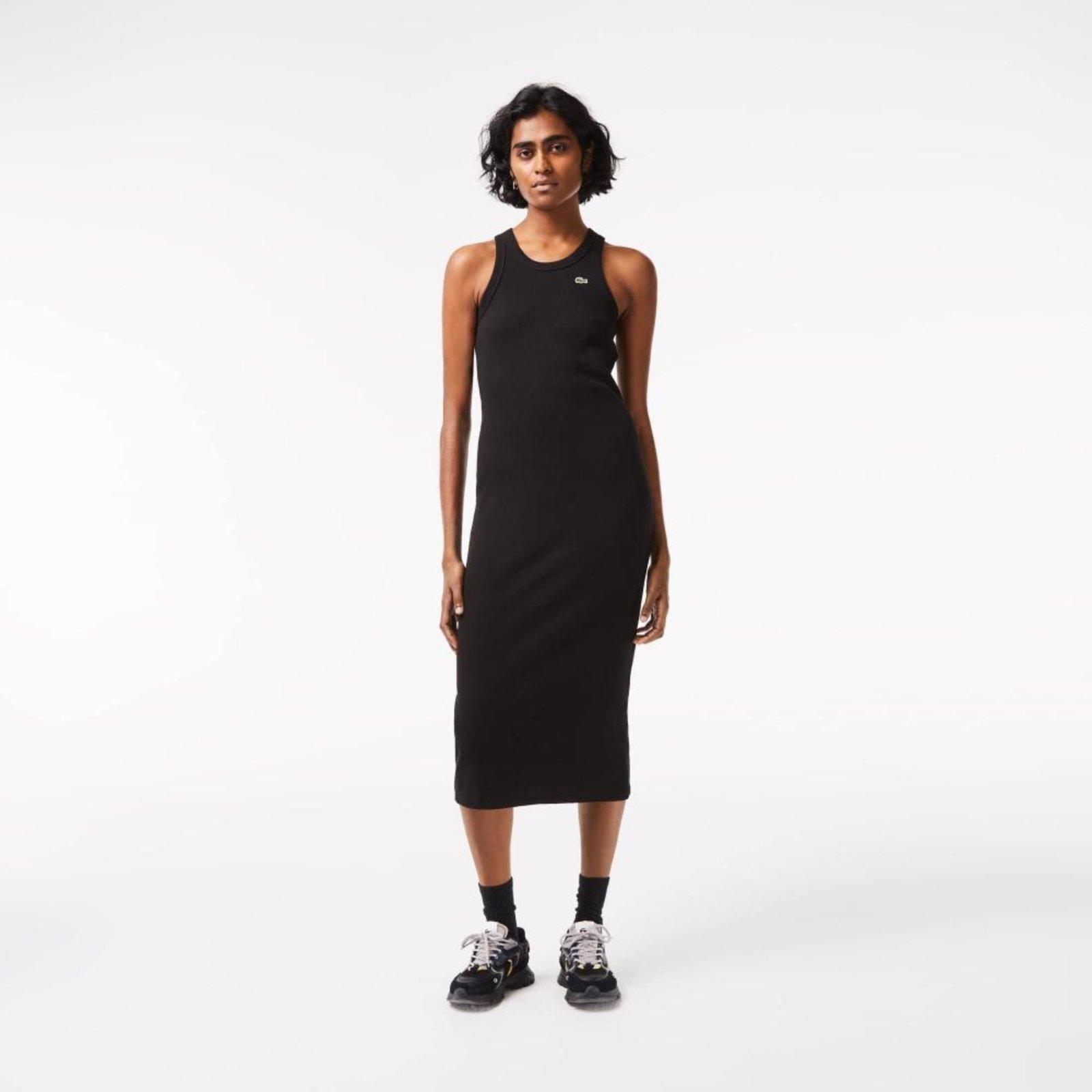 Vestido feminino Lacoste em algodão orgânico sem mangas Preto