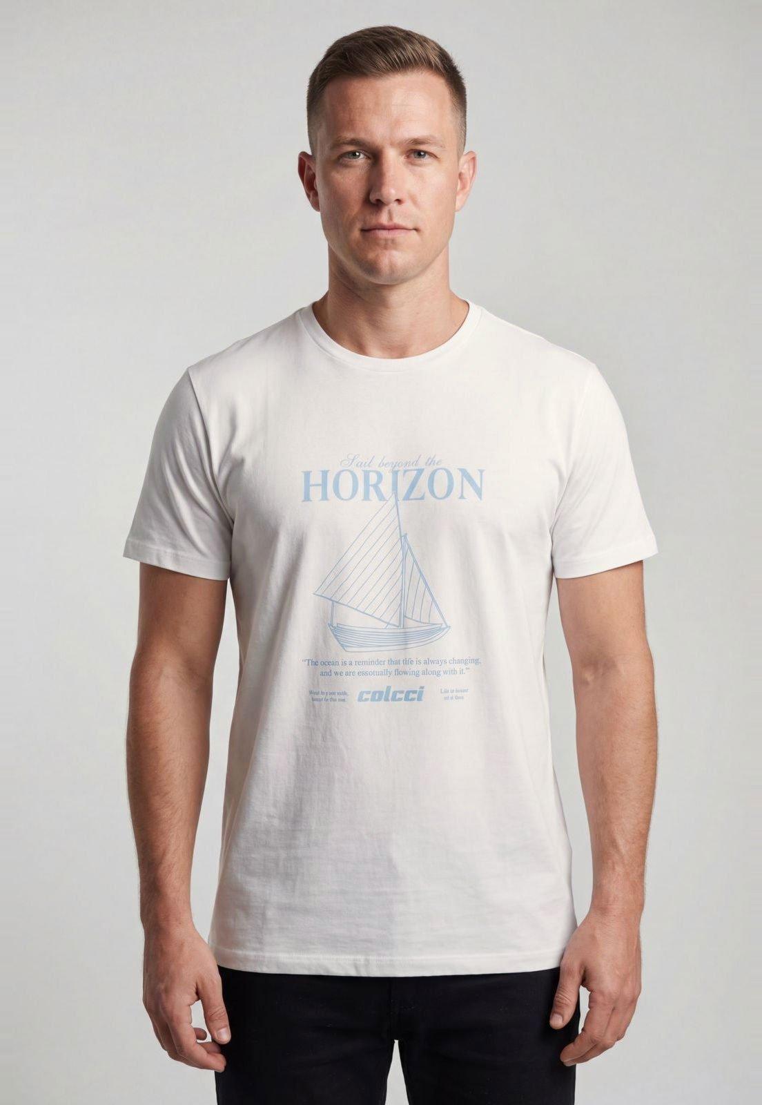Camiseta Masculina Colcci Estampa Náutica Off-White