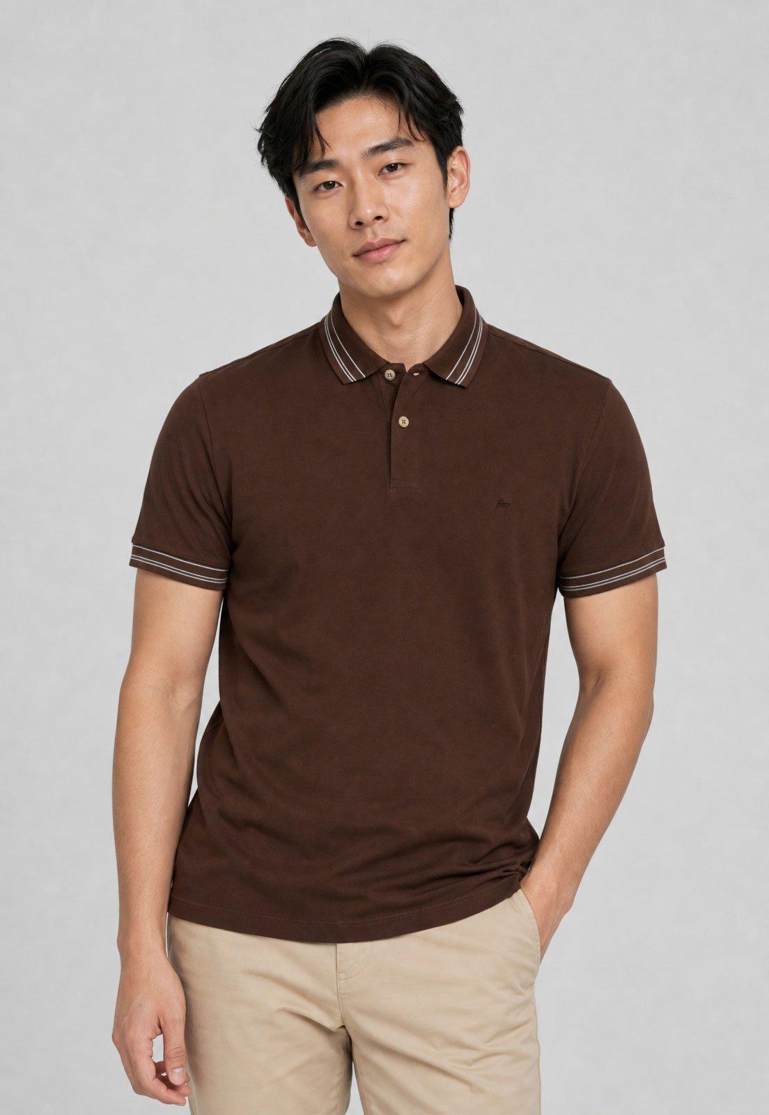 Polo Masculina Aramis Detalhe Listras Marrom