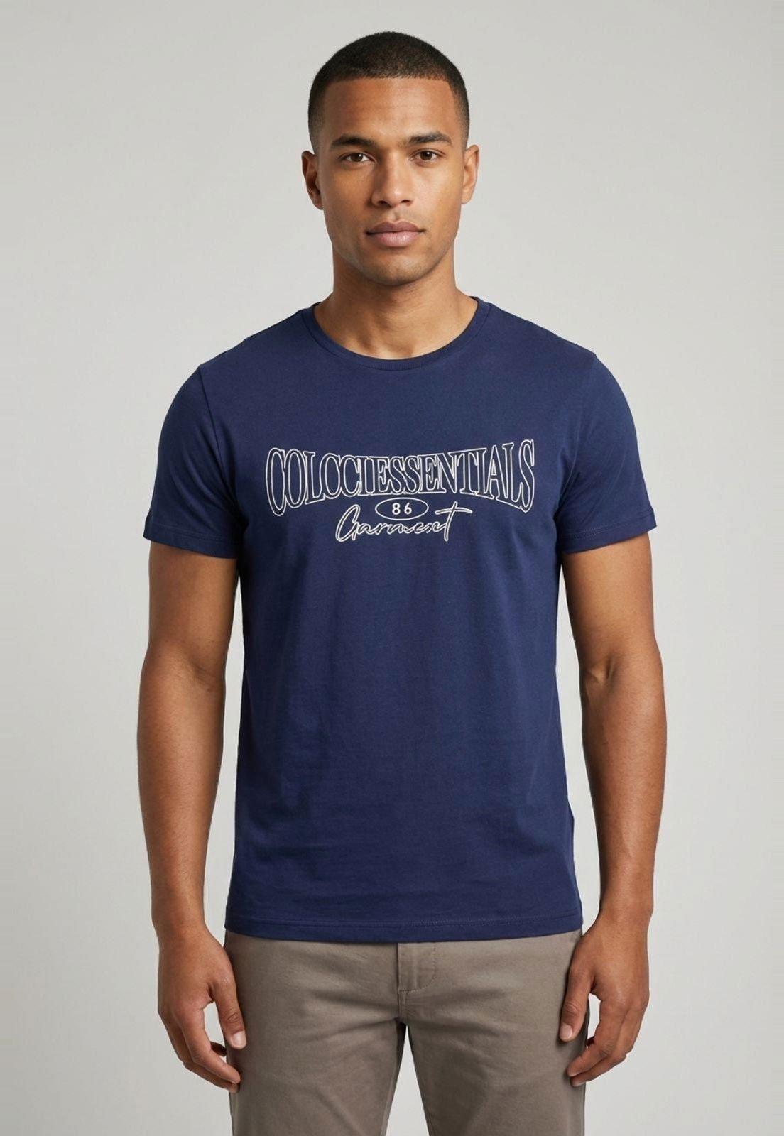 Camiseta Masculina Colcci Estampa Tipográfica Azul Marinho