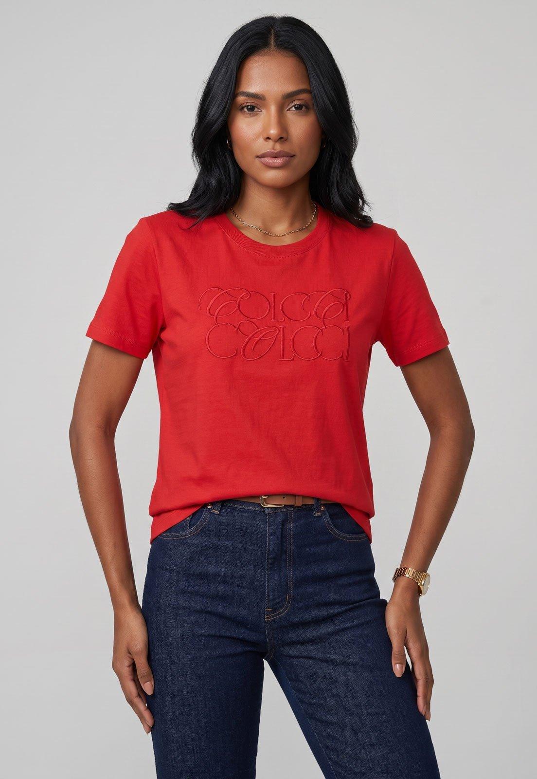 Camiseta Feminina Colcci Logo Vermelha