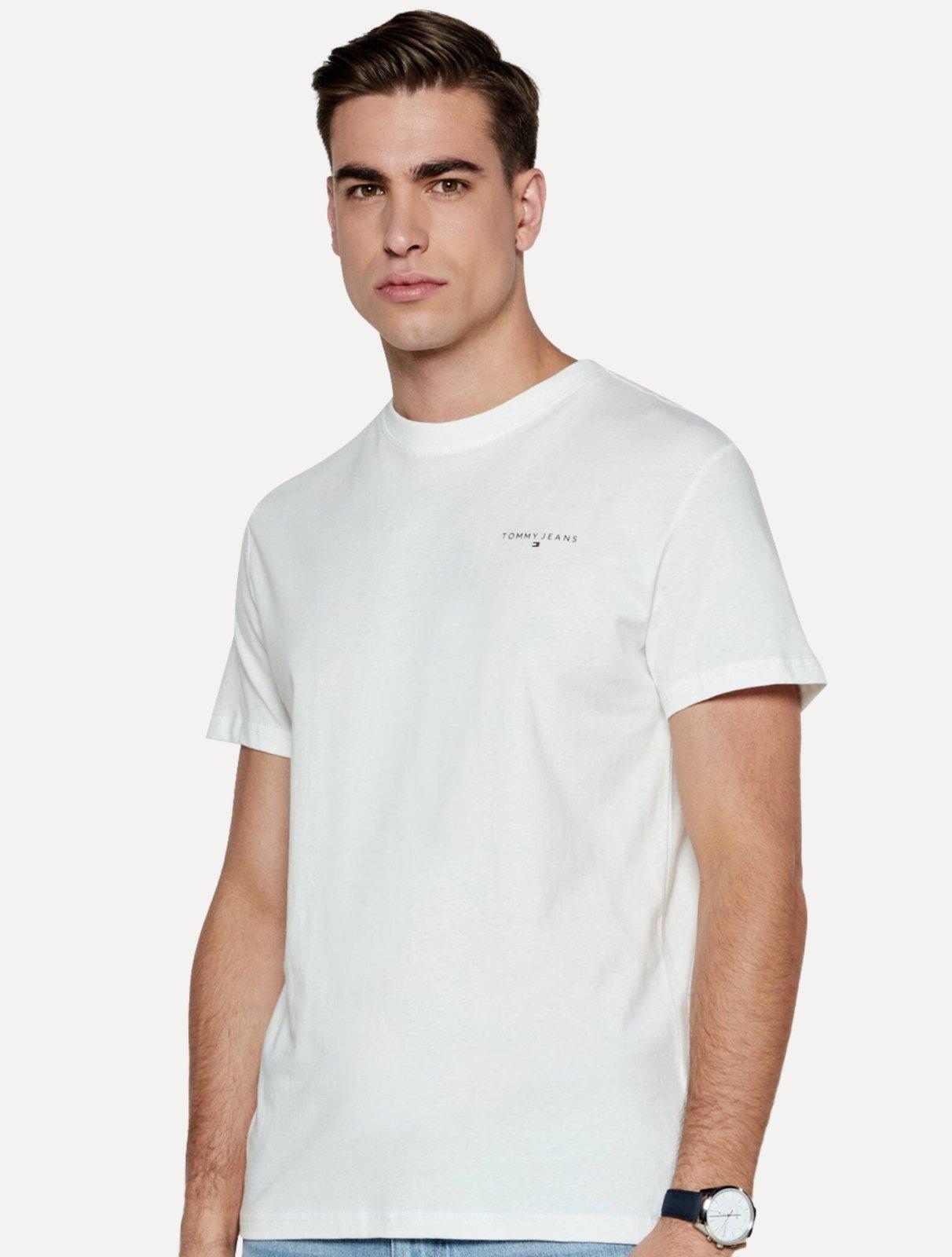 Camiseta Tommy Jeans Masculina Slim Linear Chest Branca