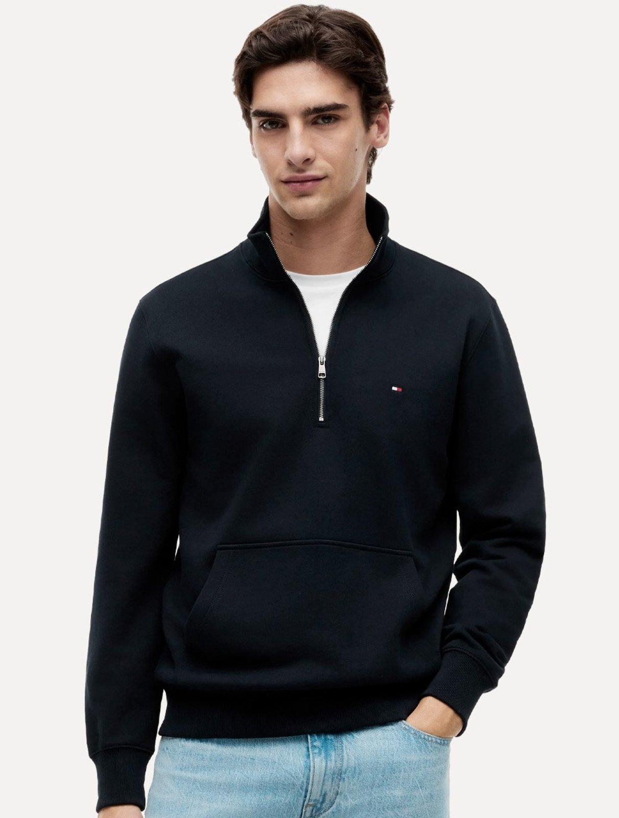 Moletom Tommy Hilfiger Masculino Essential Terry New Half Zip Azul Marinho