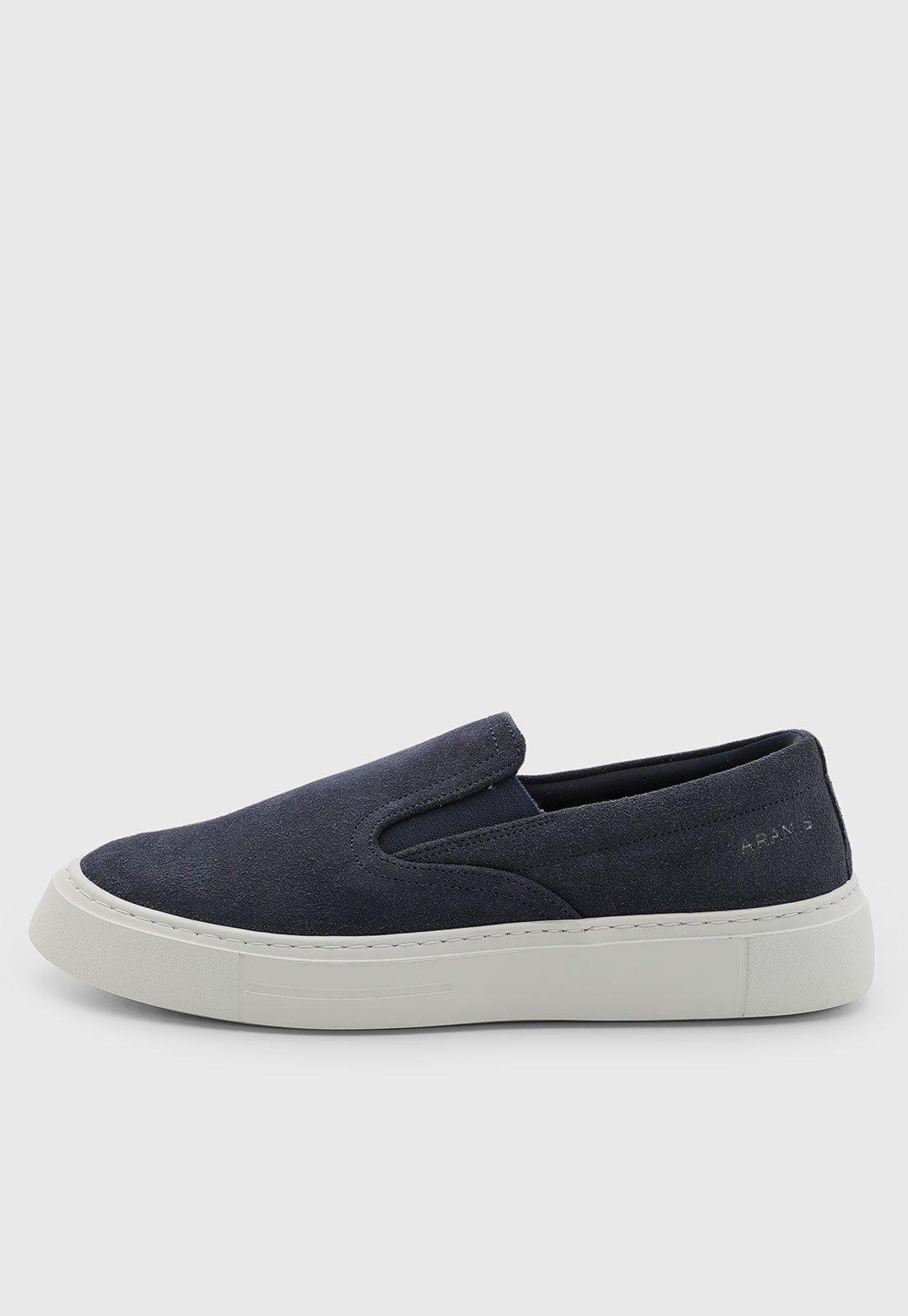 Tênis Slip On Masculino Aramis Couro Azul Escuro