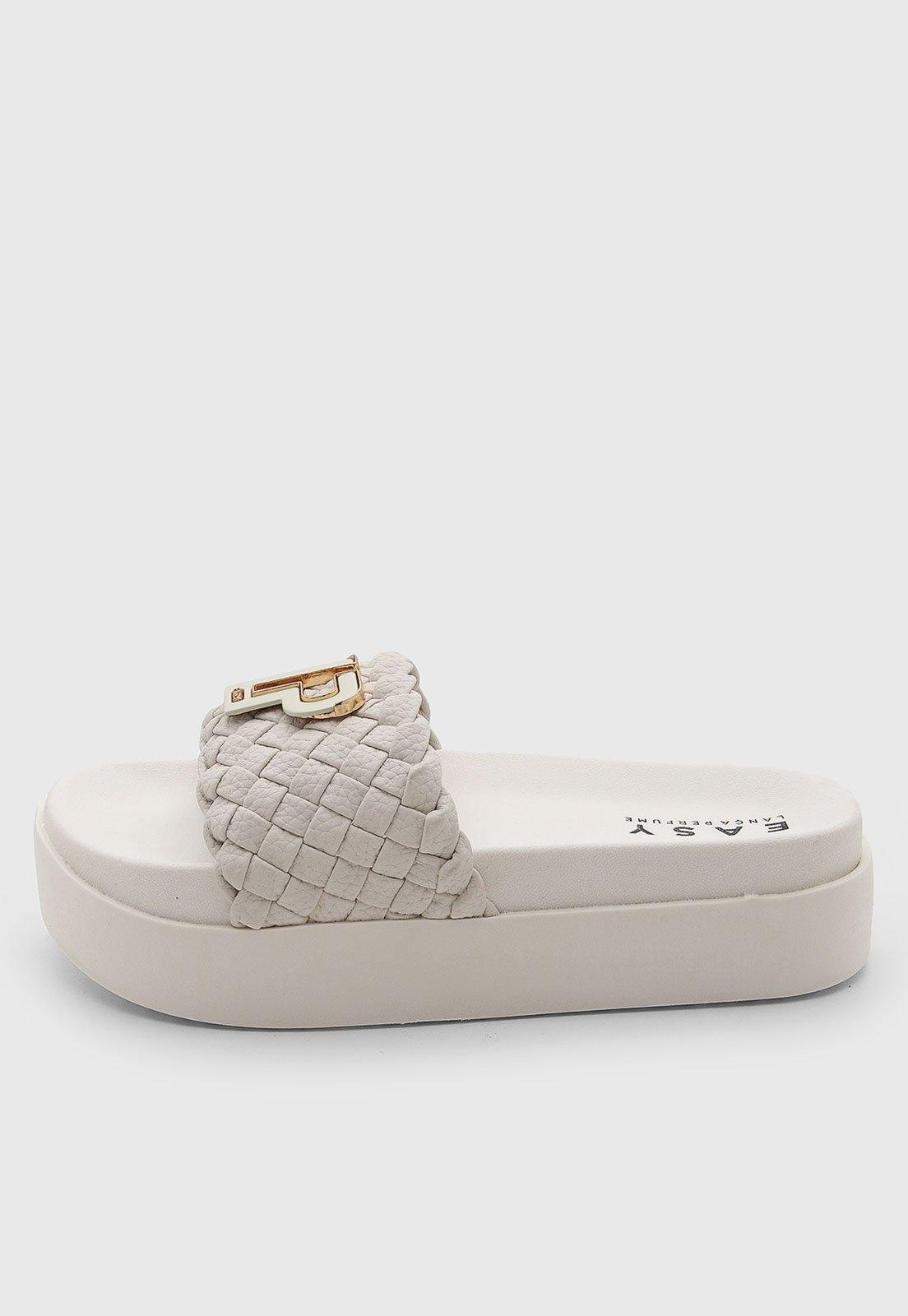 Rasteira Feminina Lança Perfume Trançada Off-white