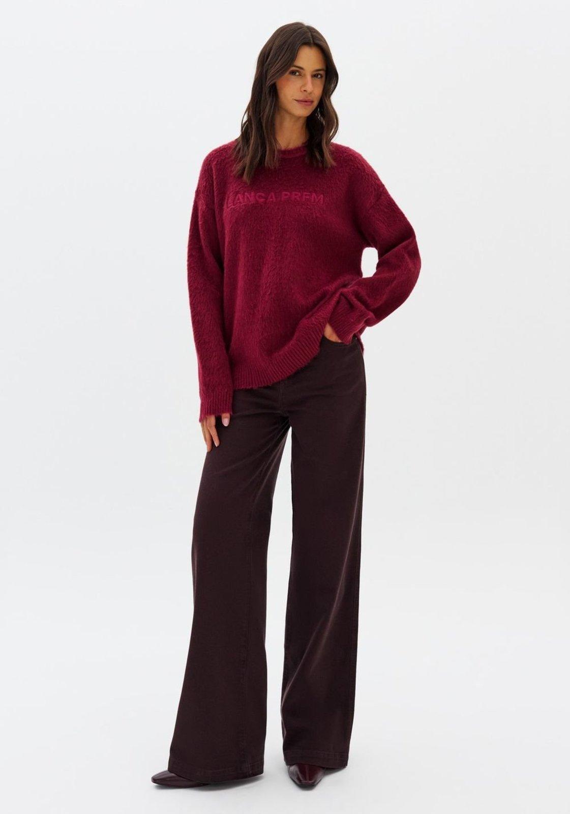Calça Sarja Wide Leg Cintura Média Lança Perfume