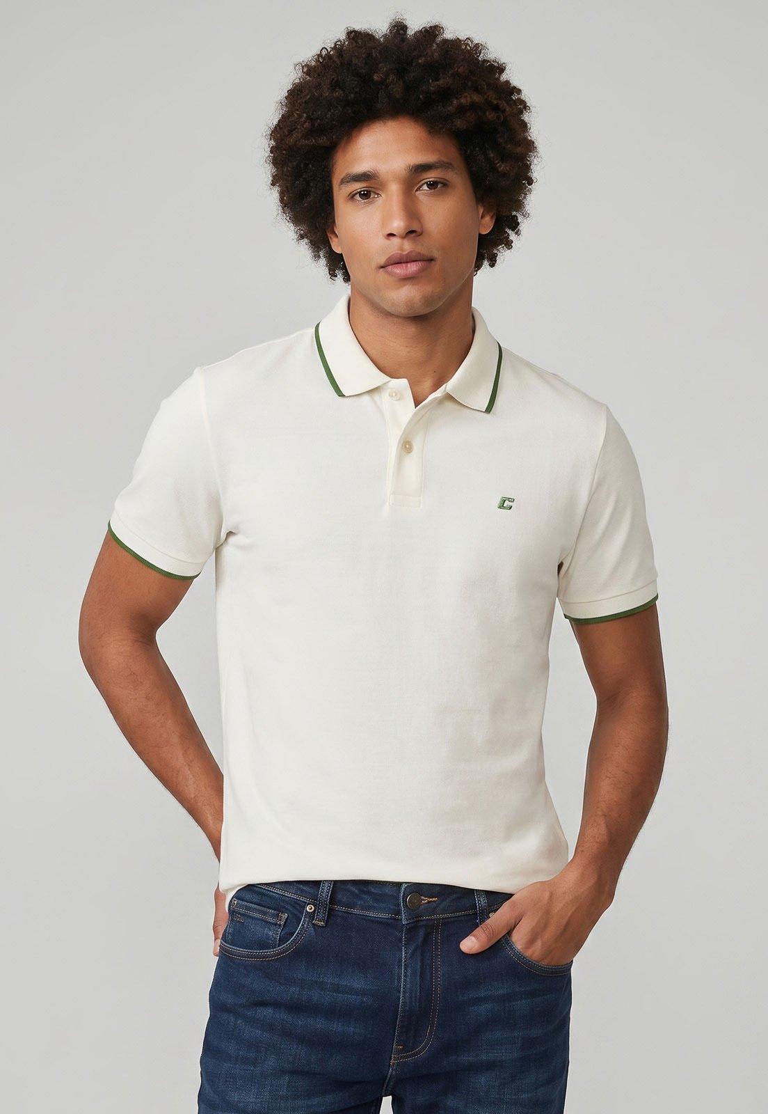 Polo Masculina Colcci Detalhe Verde Branco