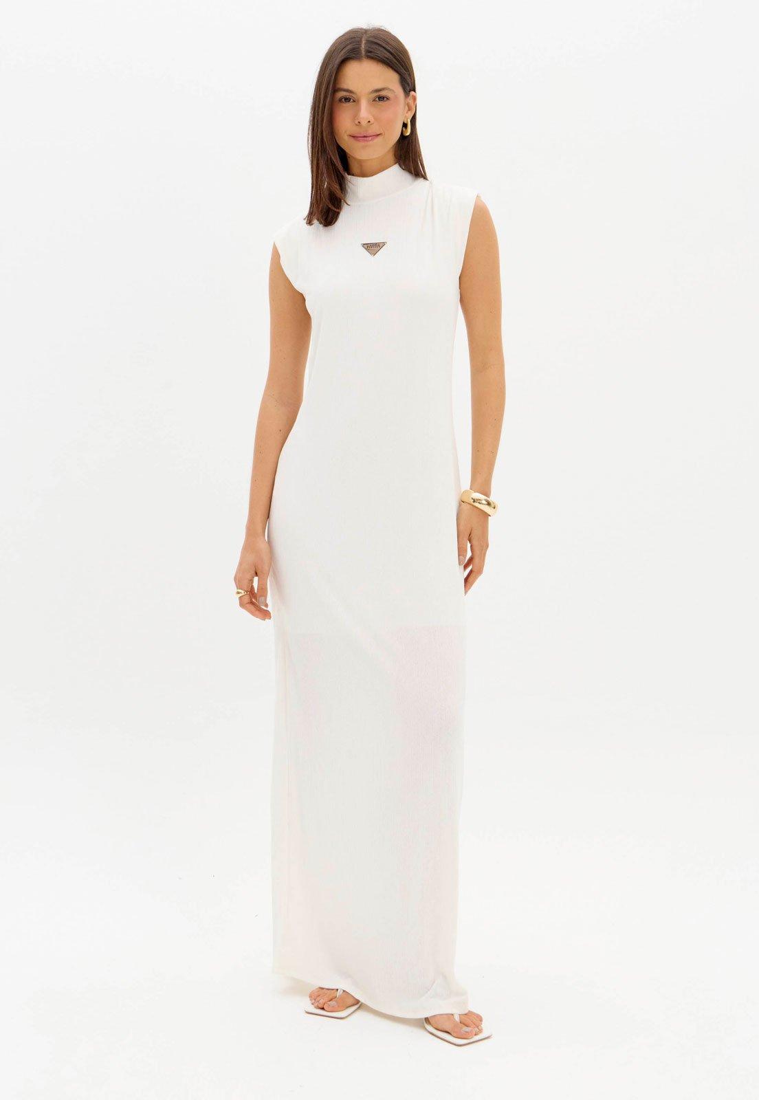 Vestido Feminino Lança Perfume Longo Logo Branco