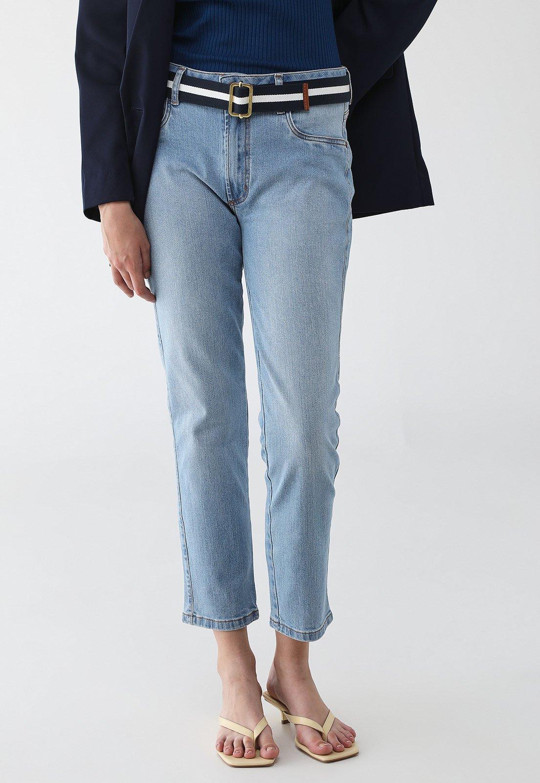 Calça Jeans Feminina Lança Perfume Diana Skinny Ankle High Azul Claro