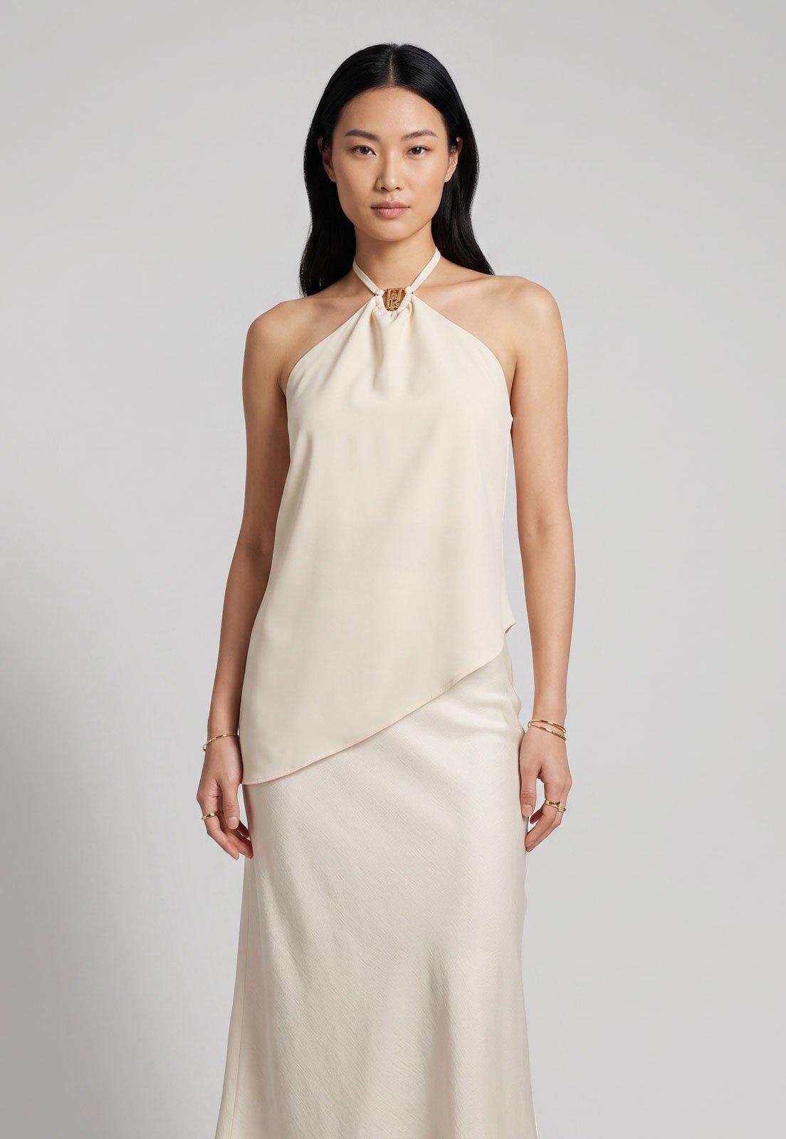 Blusa Feminina Lança Perfume Halter Off-White