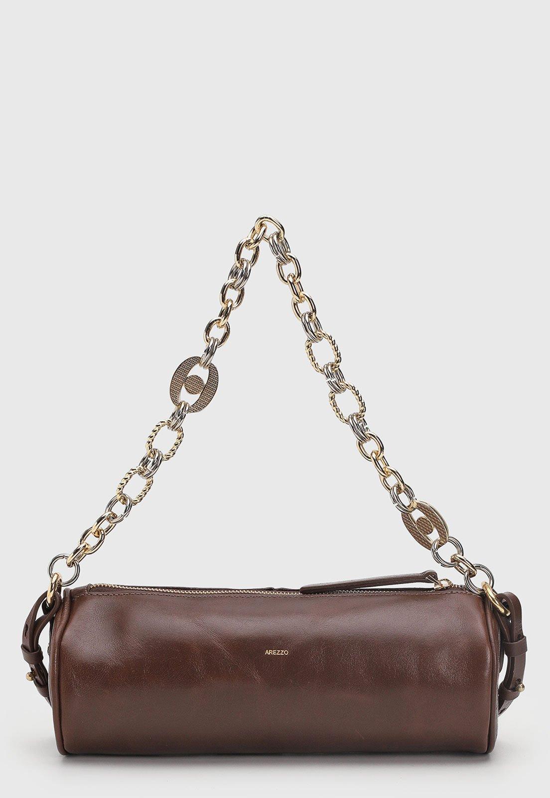 Bolsa Feminina Arezzo Cilíndrica Couro Marrom