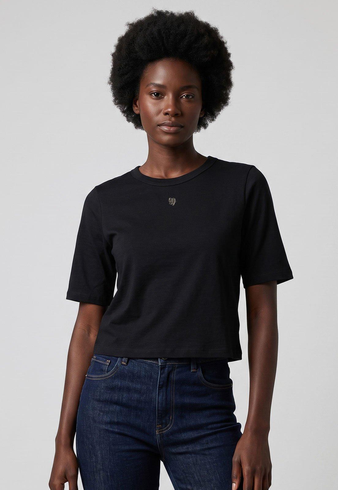 Camiseta Feminina Lança Perfume Cropped Preta