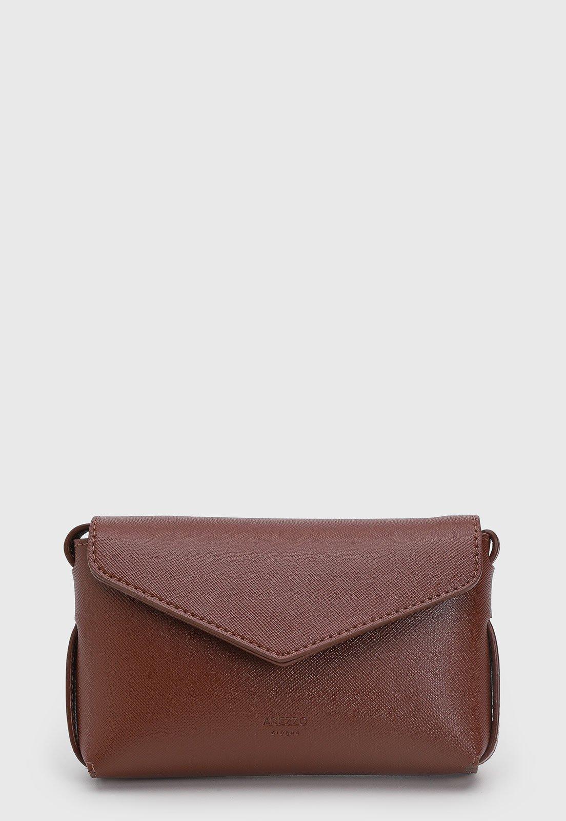 Bolsa Feminina Arezzo Retangular Fecho em Aba Marrom