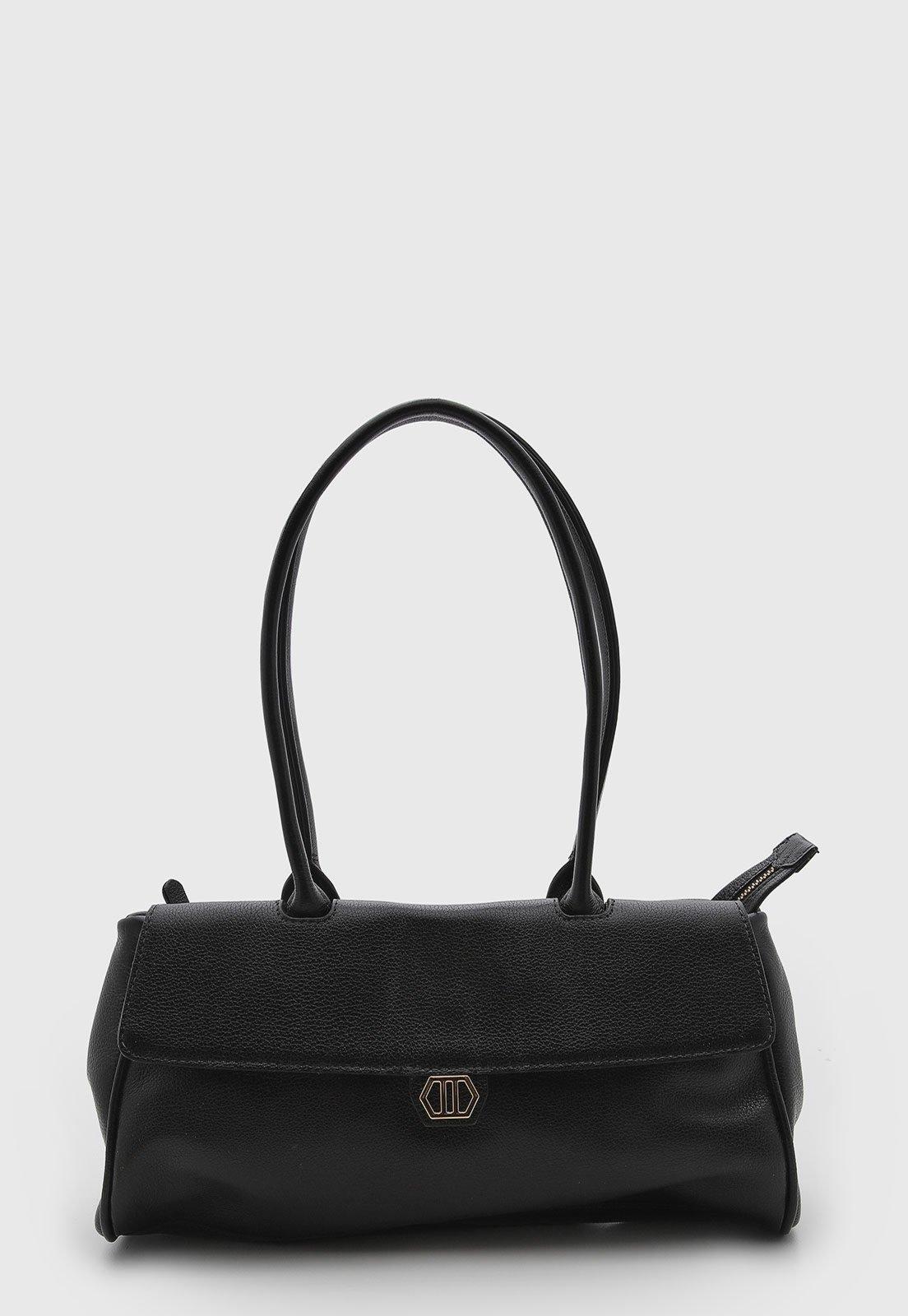 Bolsa Feminina Arezzo Média Estruturada Couro Preta