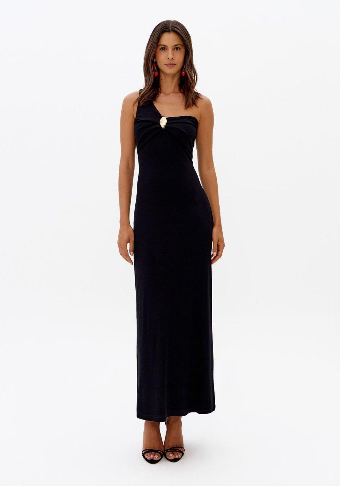 Vestido Canelado Com Metal Lança Perfume