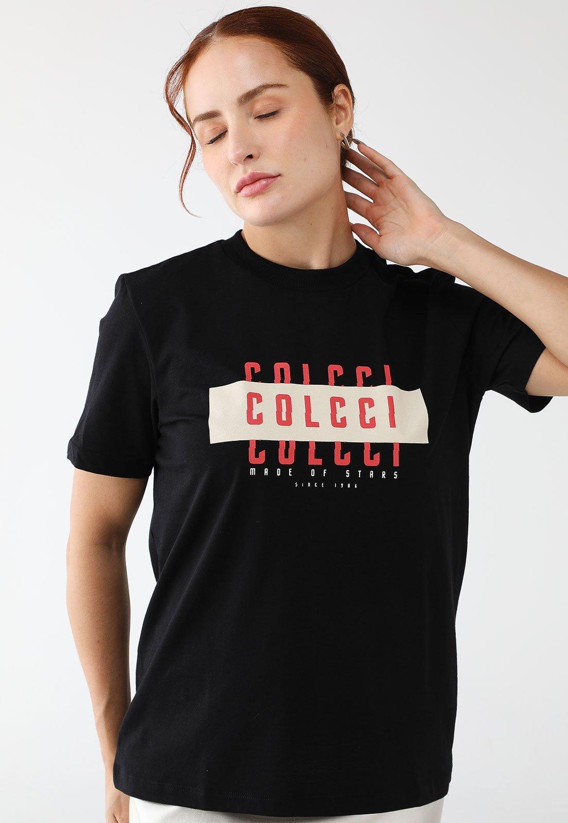 Camiseta Colcci Reta Logo Preta