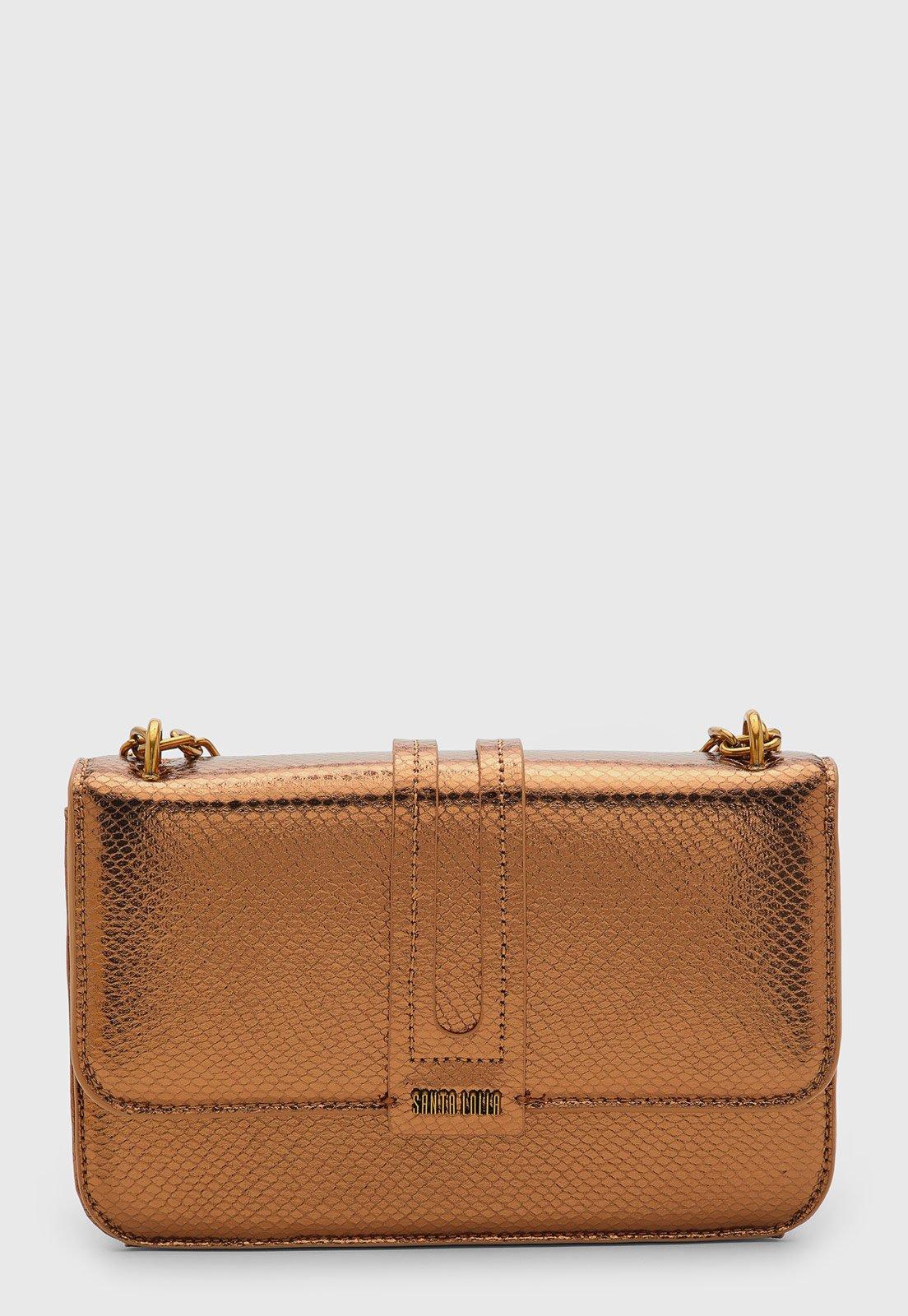 Bolsa Média Santa Lolla Metalizada Textura Cobra Bronze