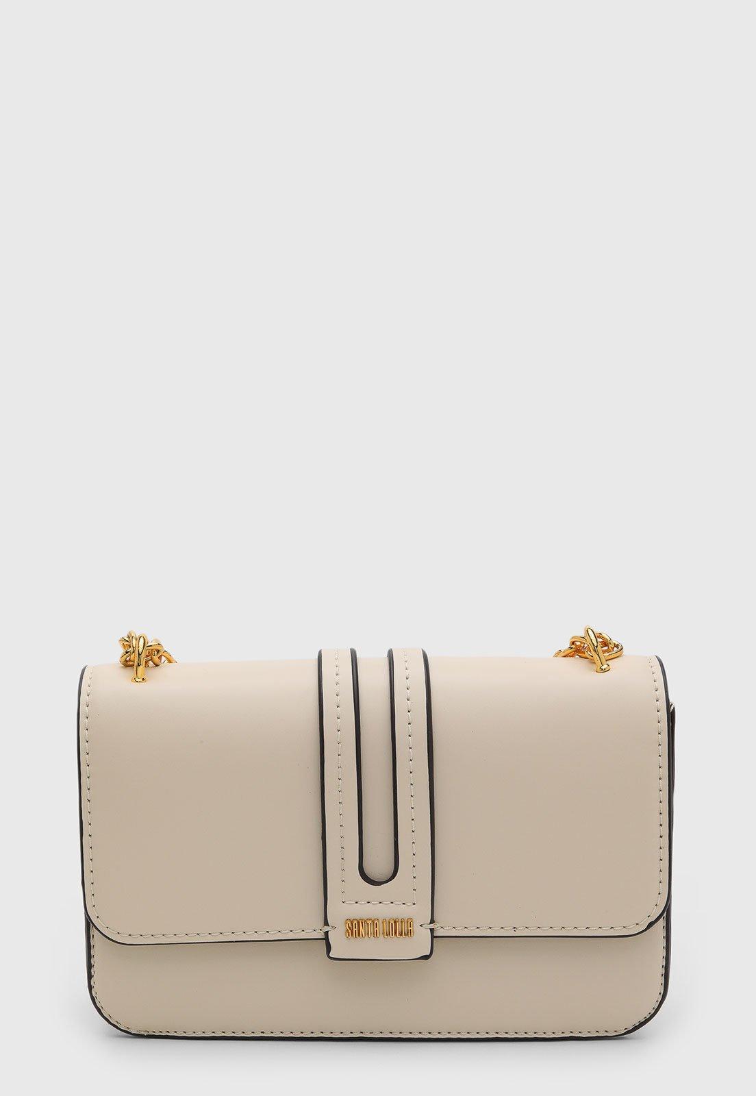 Bolsa Feminina Santa Lolla Estruturada Alça Corrente Bege