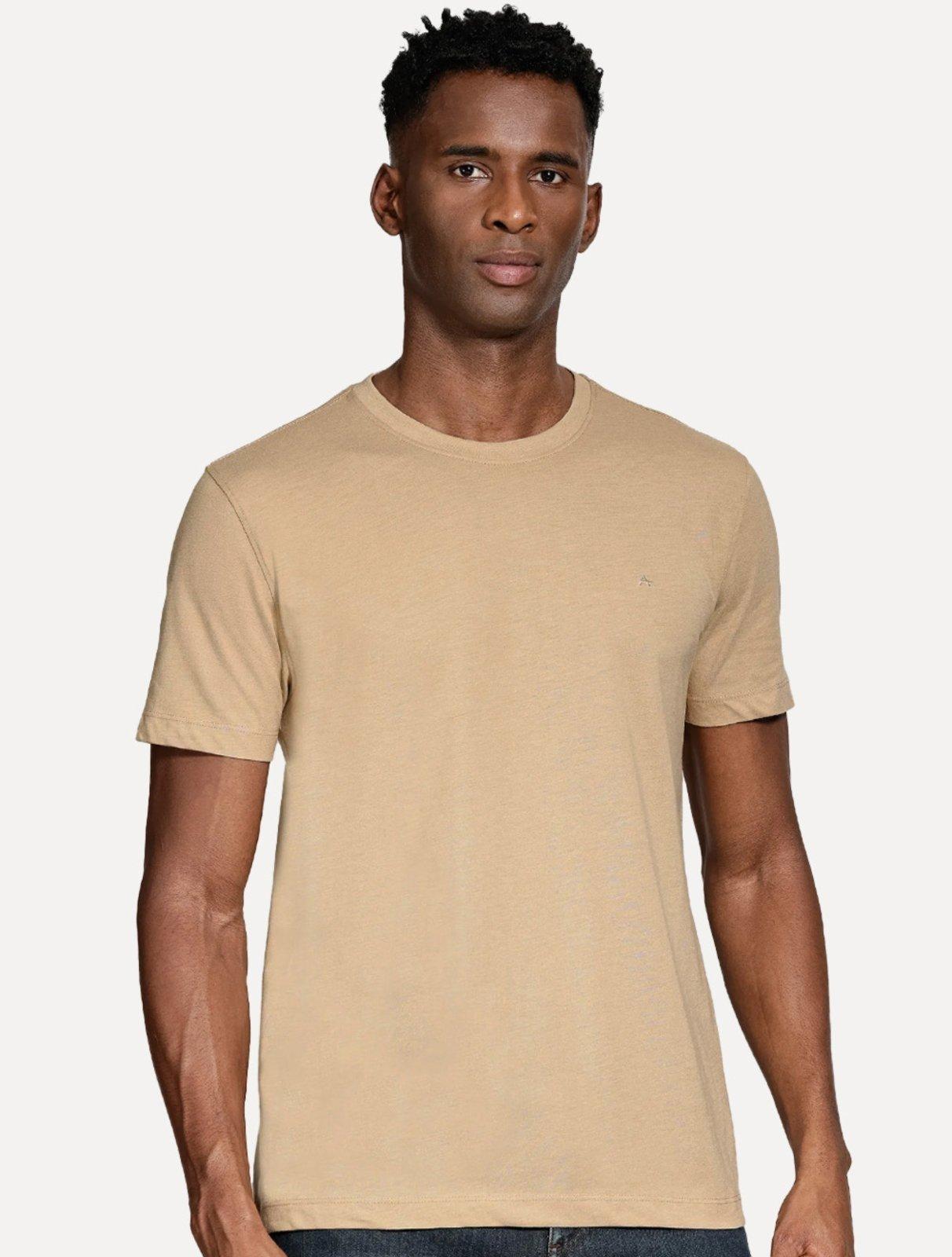 Camiseta Aramis Masculina Basic Lisa Mono Icon Areia Mescla