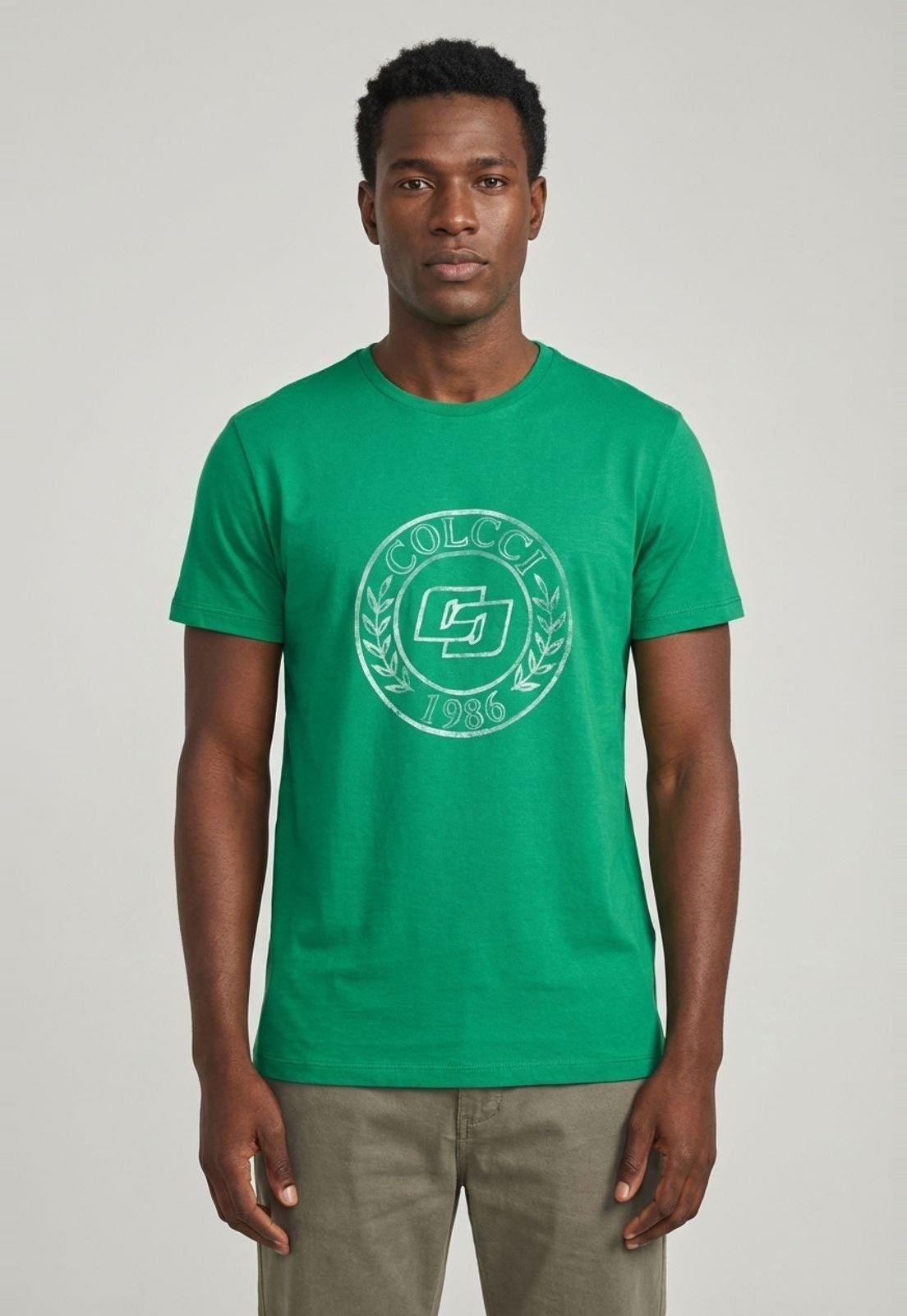 Camiseta Masculina Colcci Estampa Frontal Verde