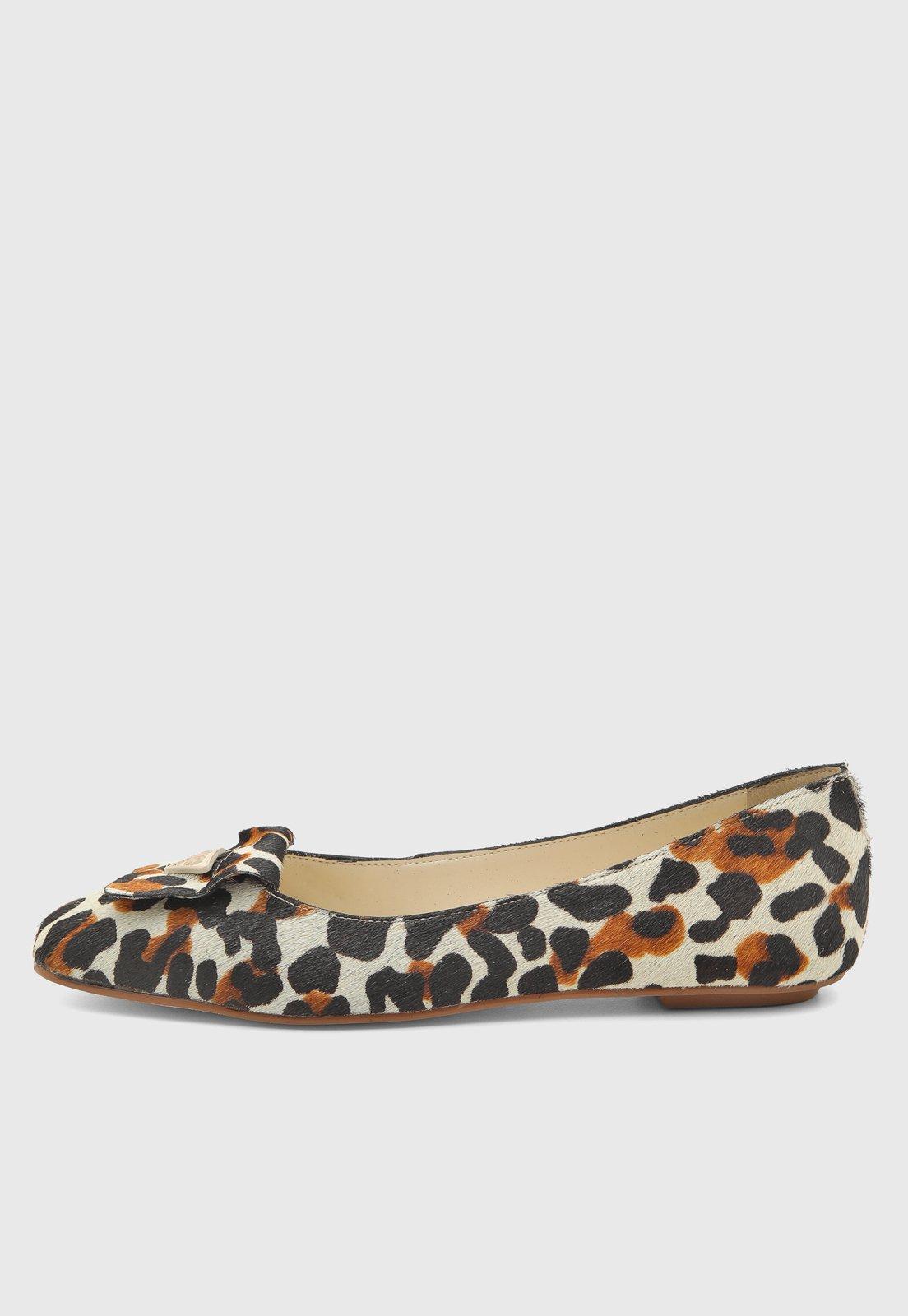 Sapatilha Feminina Lança Perfume Animal Print Bege