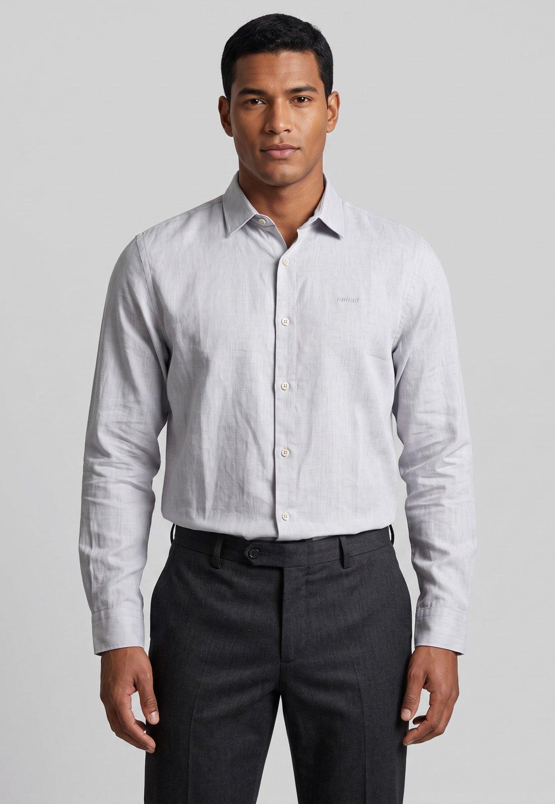 Camisa Masculina Colcci Manga Longa Cinza