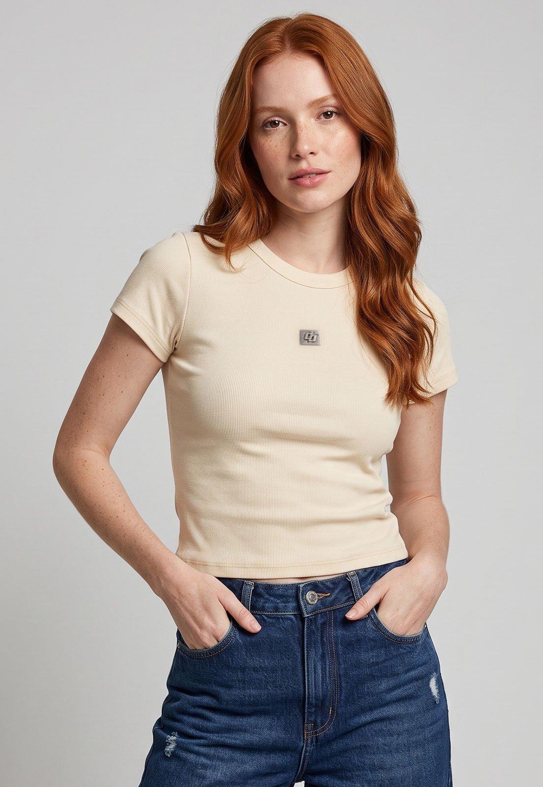 Camiseta Feminina Colcci Canelada Off White