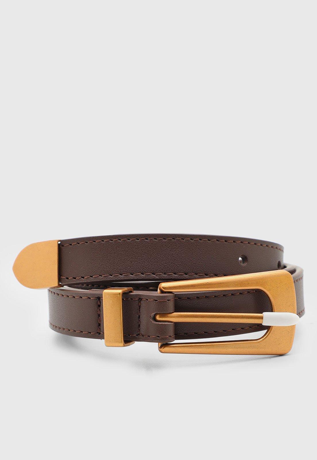 Cinto Feminino Santa Lolla Fivela Metal Couro Marrom