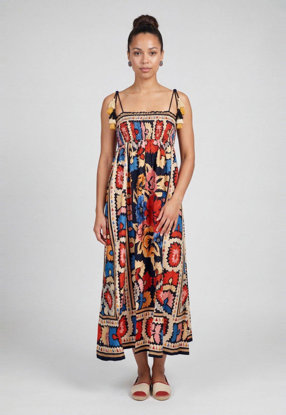 Vestido Midi Feminino FARM Estampado Floral Preto