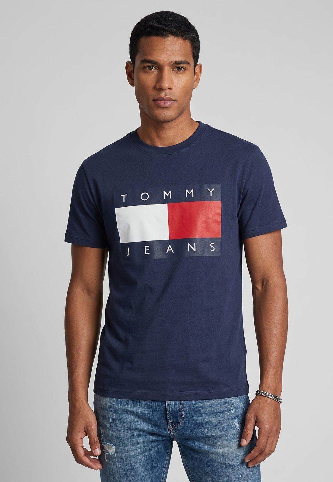 Camiseta Masculina Tommy Jeans Reg Big Flag Azul-marinho